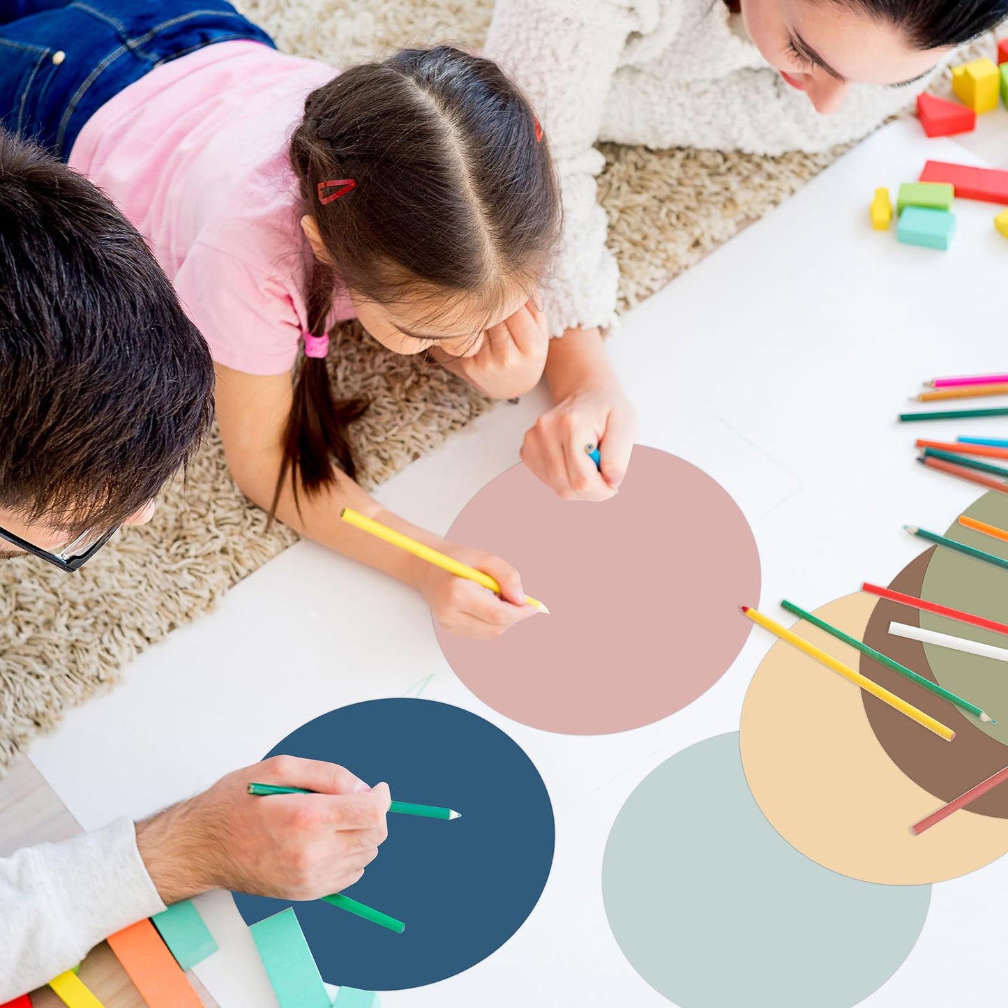 Lincia 12 Pack Colorful Dry Erase Dots Circles Spots for Classroom Table 10.5 Inch Removable Vinyl Desktop Stickers Spots Wall Decals for 100th Day of School Teacher Students Home (Bohemian Colors)