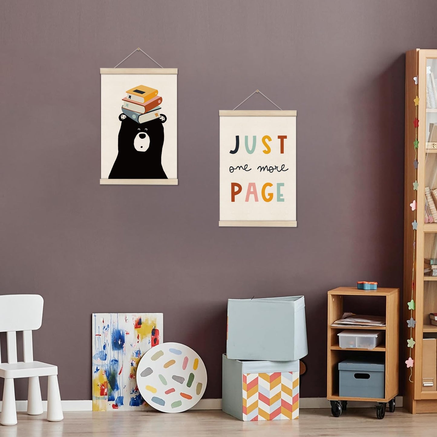 DOI-LANEE Reading Corner Decor for Classroom, 2 PCS Reading Wall Art, Nursery Posters Hanger Frame, Cute Classroom Decor 16x12 Inch, Learning Canvas Wall Art Playroom
