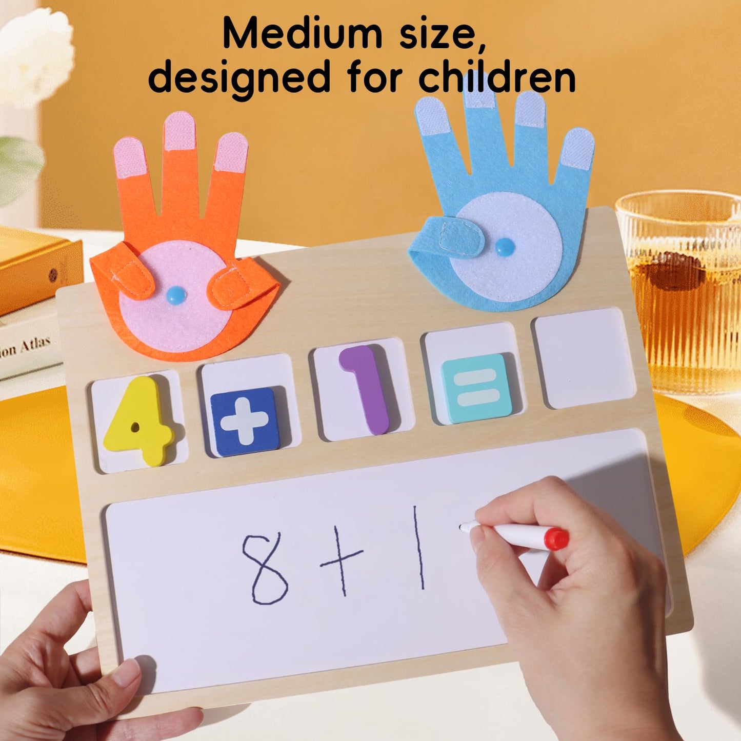 BESTAMTOY Montessori Math Board Toy - Double-Sided Finger Counting & Number Tracing Board Number Blocks, Wooden Math Manipulatives for Kids Ages 3-6, Preschool Classroom Homeschool Educational Games