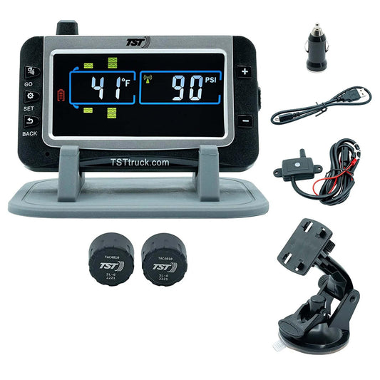 TST 507 Tire Pressure Monitoring System with 2 Cap Sensors and Color Display for Metal/Rubber Valve Stems by Truck System Technologies, TPMS for RVs, Campers and Trailers
