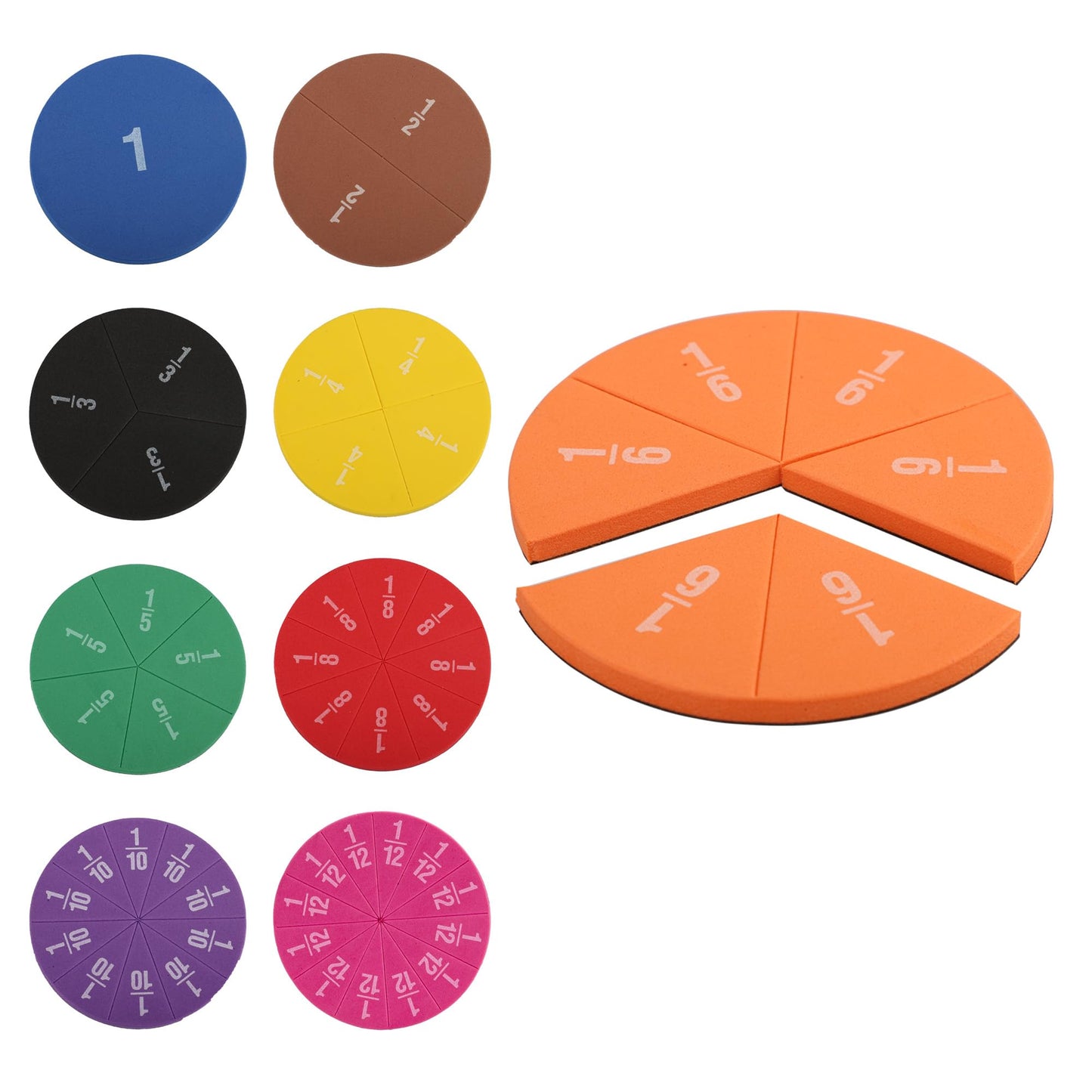 EHR Magnetic Fraction Circles for Kids, Classroom Math Manipulatives for Hands-On Fraction Learning, Fraction Circles Set for Elementary Math & Homeschool