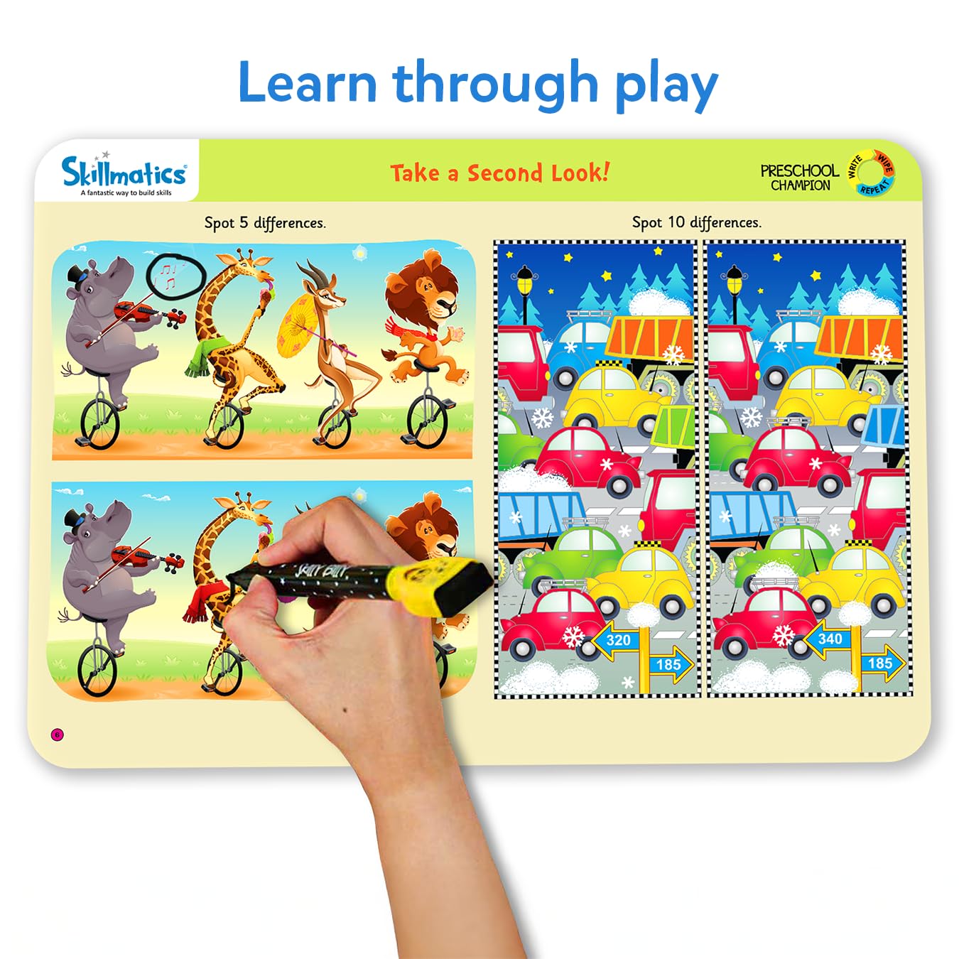 Skillmatics Educational Game : Preschool Champion | Reusable Activity Mats with 2 Dry Erase Markers | Gifts & Preschool Learning for Ages 3-6