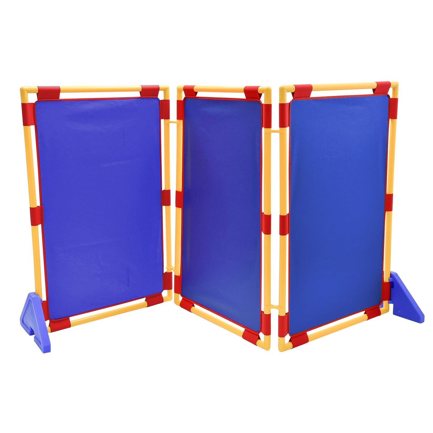 Children's Factory Rectangle PlayPanel Set - 3, Kids Room Divider Panel, Classroom Partition, Free-Standing Screen for Daycare or Preschool, Cantilever Feet Included, Blue