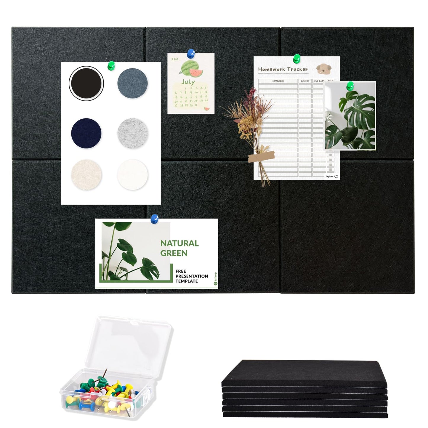 Large Cork Board Tiles for Wall with Push Pins, Removable 36" x 24" Bulletin Board Sets, Adhesive Pin Board | Magrowill 6 Packs Felt Panels for Interior Wall Decor