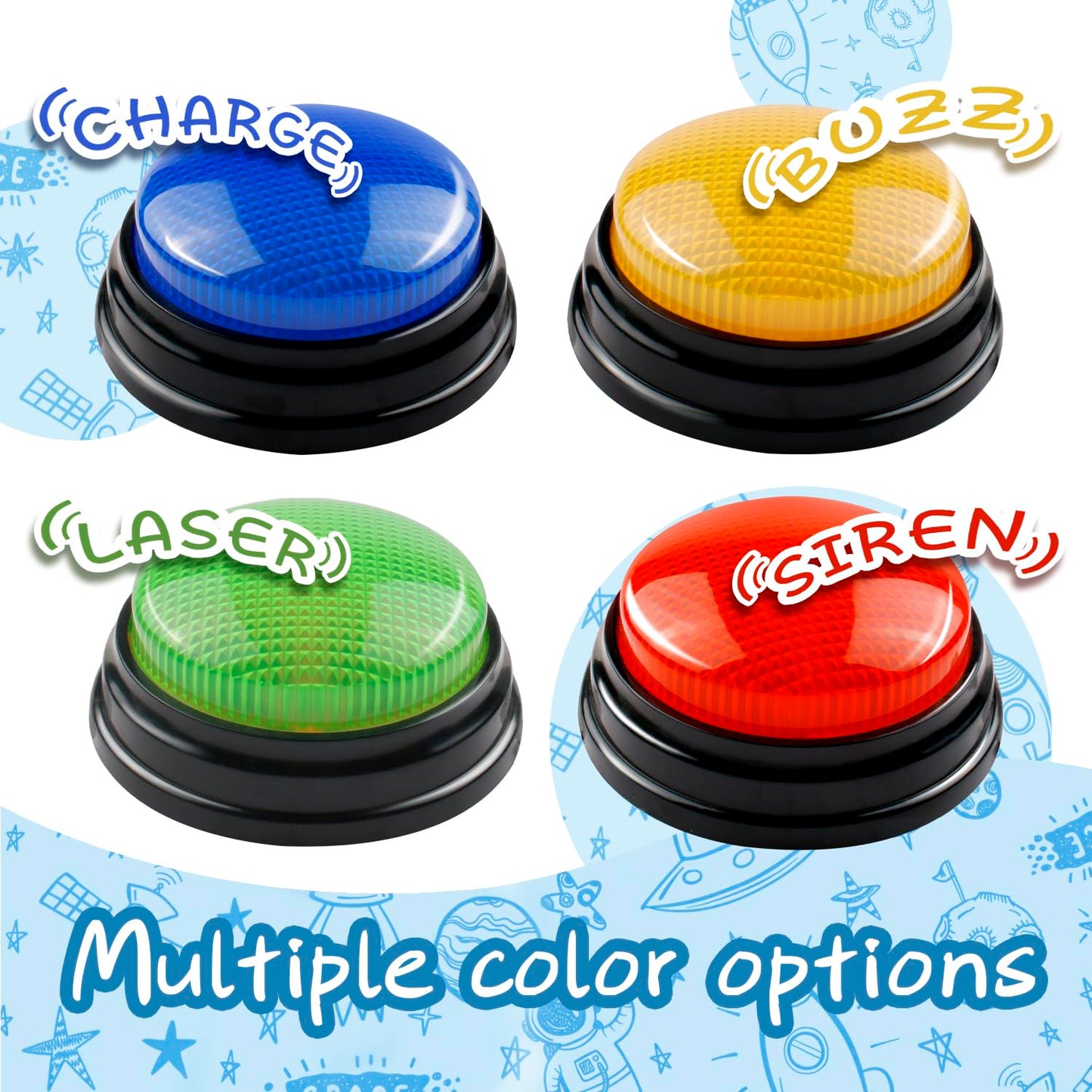 IBLESSU 4-Pack Buzzers for Trivia Games, Family Feud Jeopardy Buzzer, Game Buzzers with Lights and Sound, Answer Buzzers for Classroom, Buzzer for Game Show, Quizzes Party and Trivia Nights