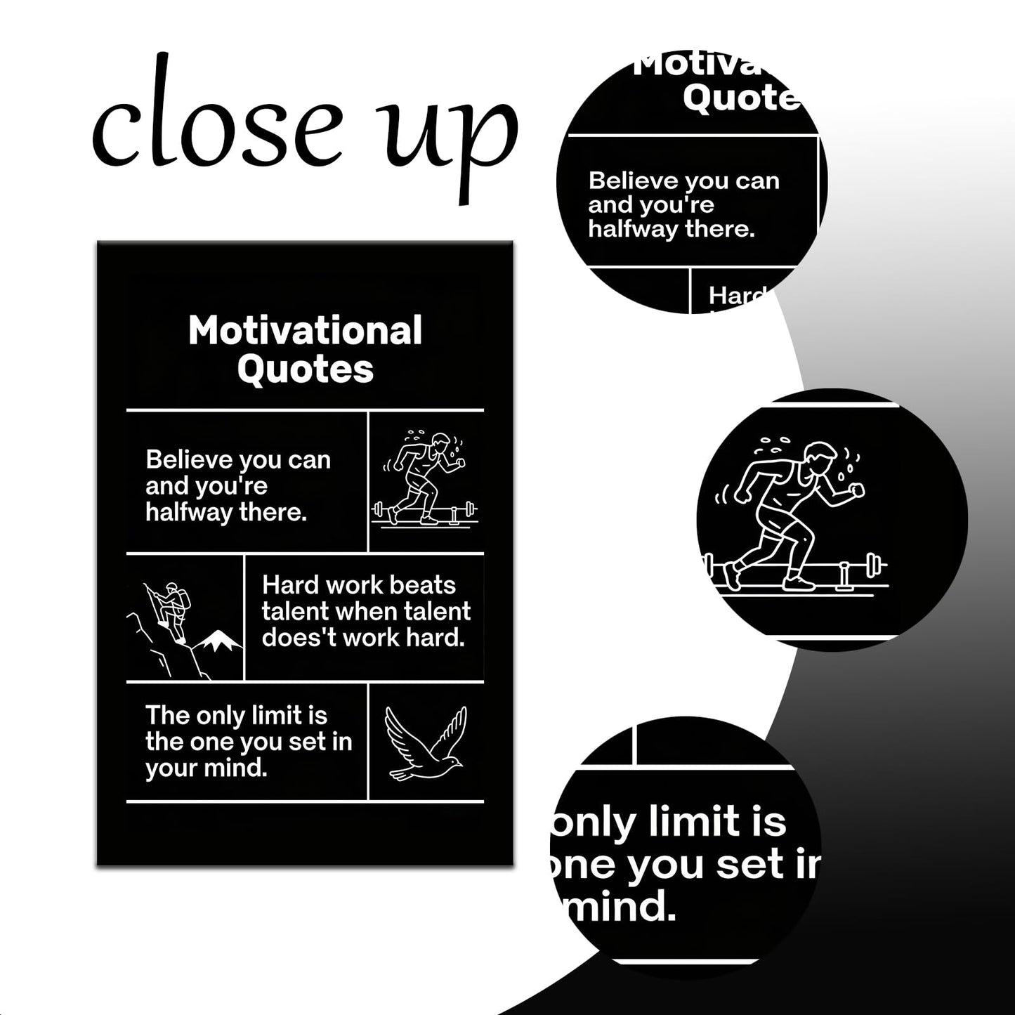 Motivational Wall Art Believe Hard Work Limit Entrepreneur Quotes Framed Canvas Small Inspirational Posters for Office Cubicle Decor Positive Affirmations Picture for Student Dorm 18x12 Inch