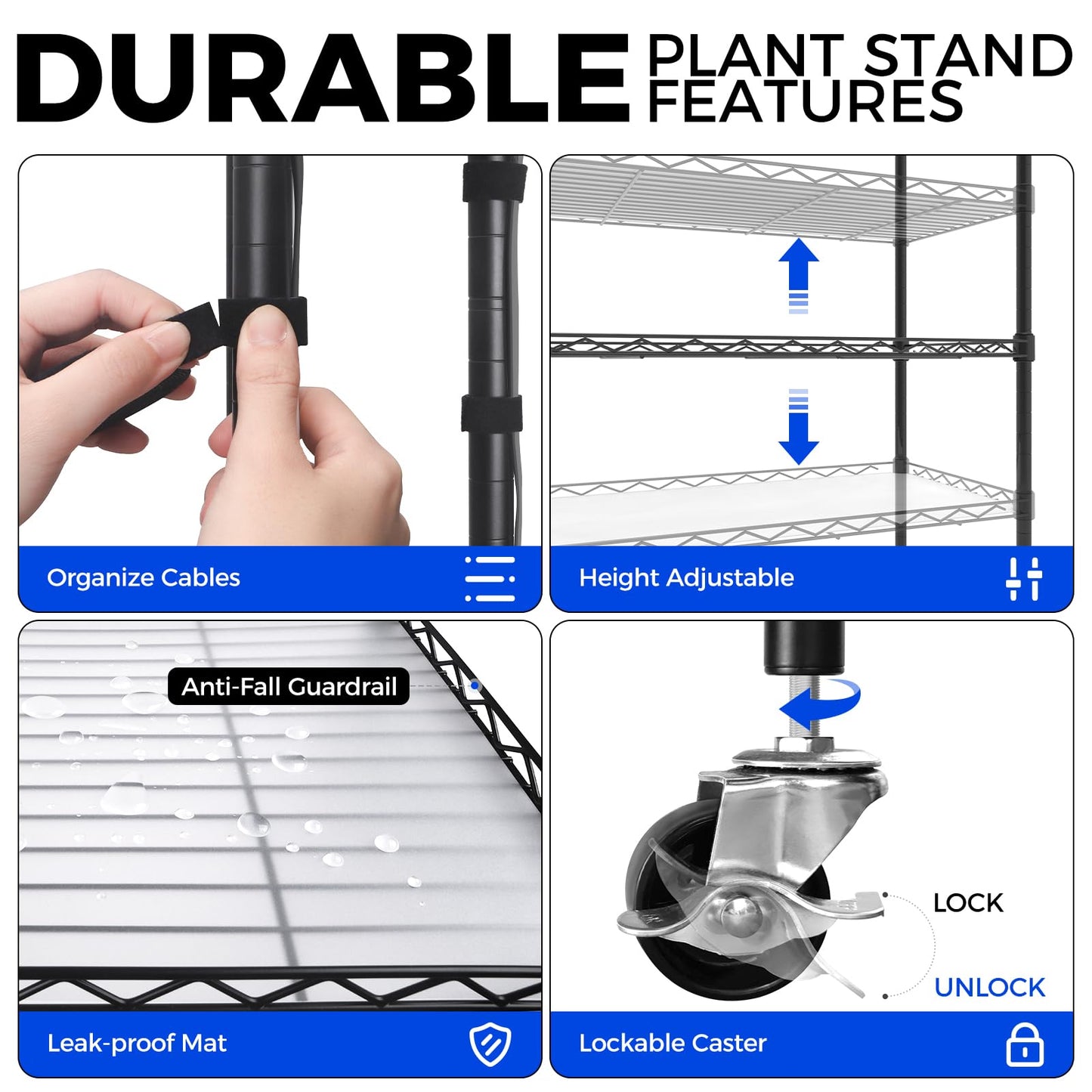 Barrina CX1 Plant Stand with Grow Lights, 5-Tier Metal Shelf, 47.2x13.8x70.9IN, 5000K Full Spectrum Lighting