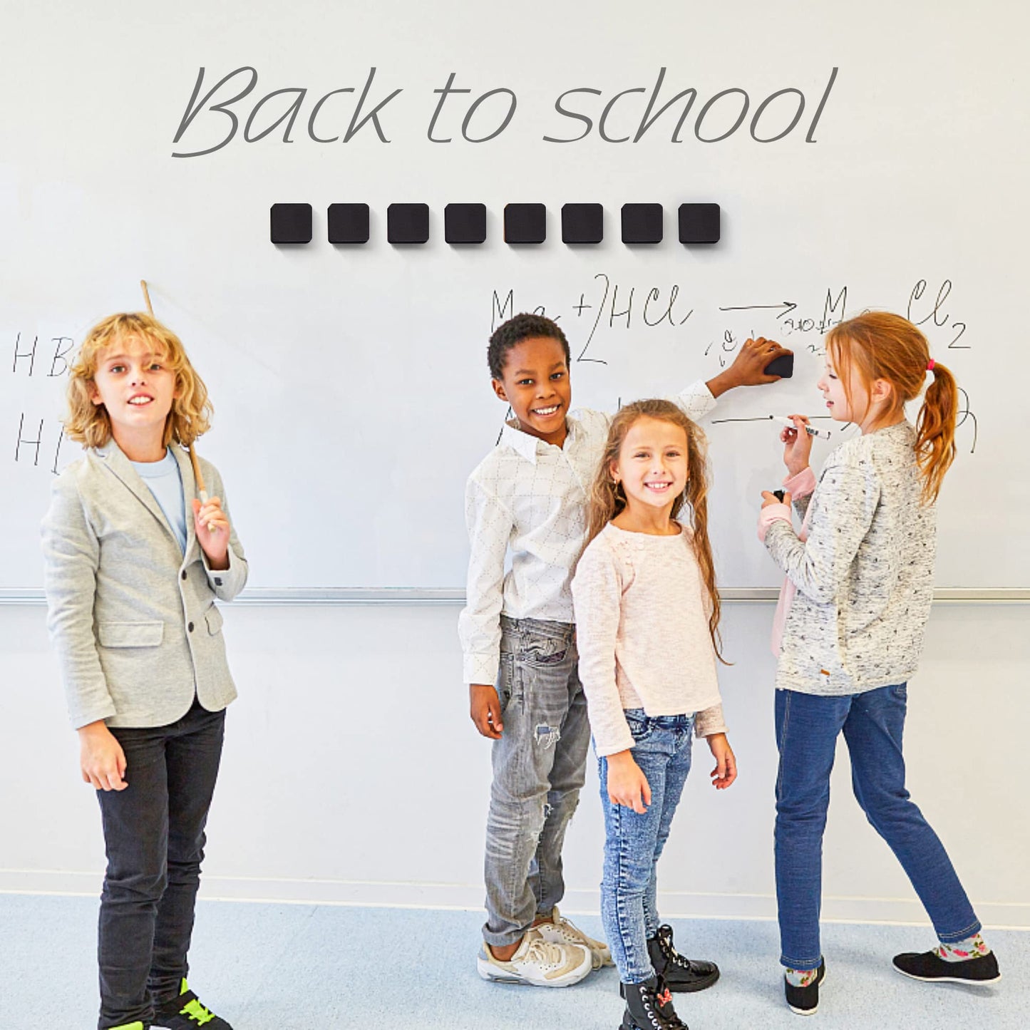 Dry Erase Erasers, IHPUKIDI 48 Pack Magnetic Whiteboard Dry Eraser Chalkboard Cleansers for Classroom, Home and Office (Black 2 x 2 Inch