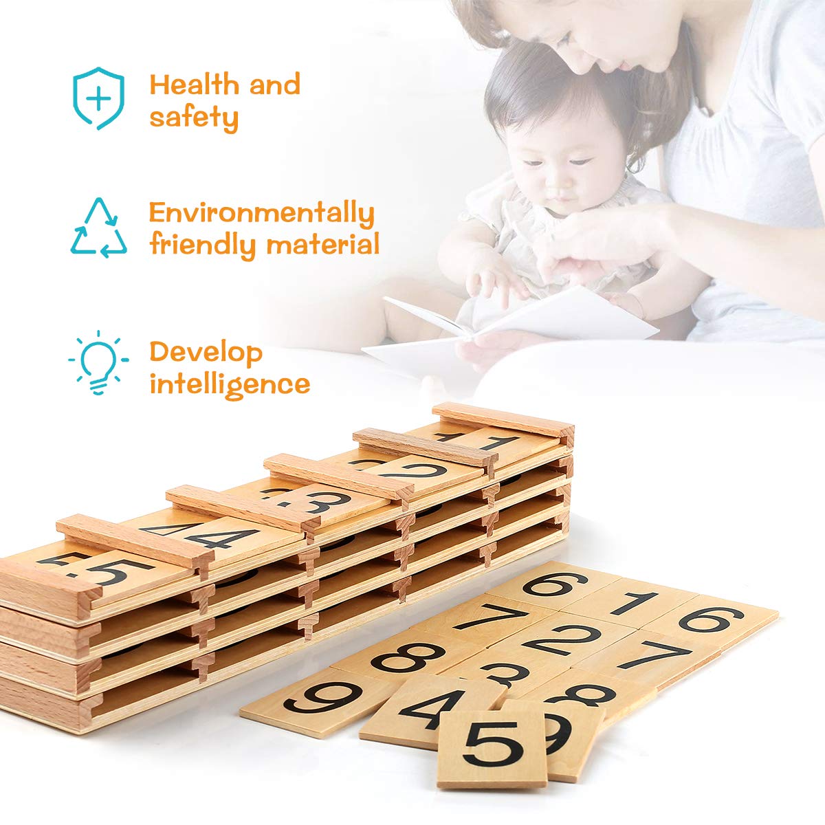 Montessori Math Material Teen & Ten Boards Educational Toy for Age 3-6 Family Version Teaching Aids
