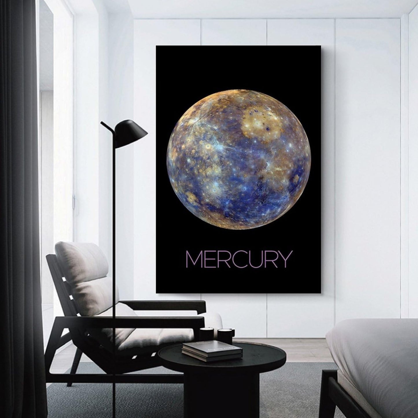 XIAOLOUTINYU Solar System Canvas Wall Art - Mercury Planet Space Poster for Kids Room Bedroom Classroom, STEM Educational Astronomy Decor, Science Gift for Boys Girls Teens, 16x24 Inch Unframed
