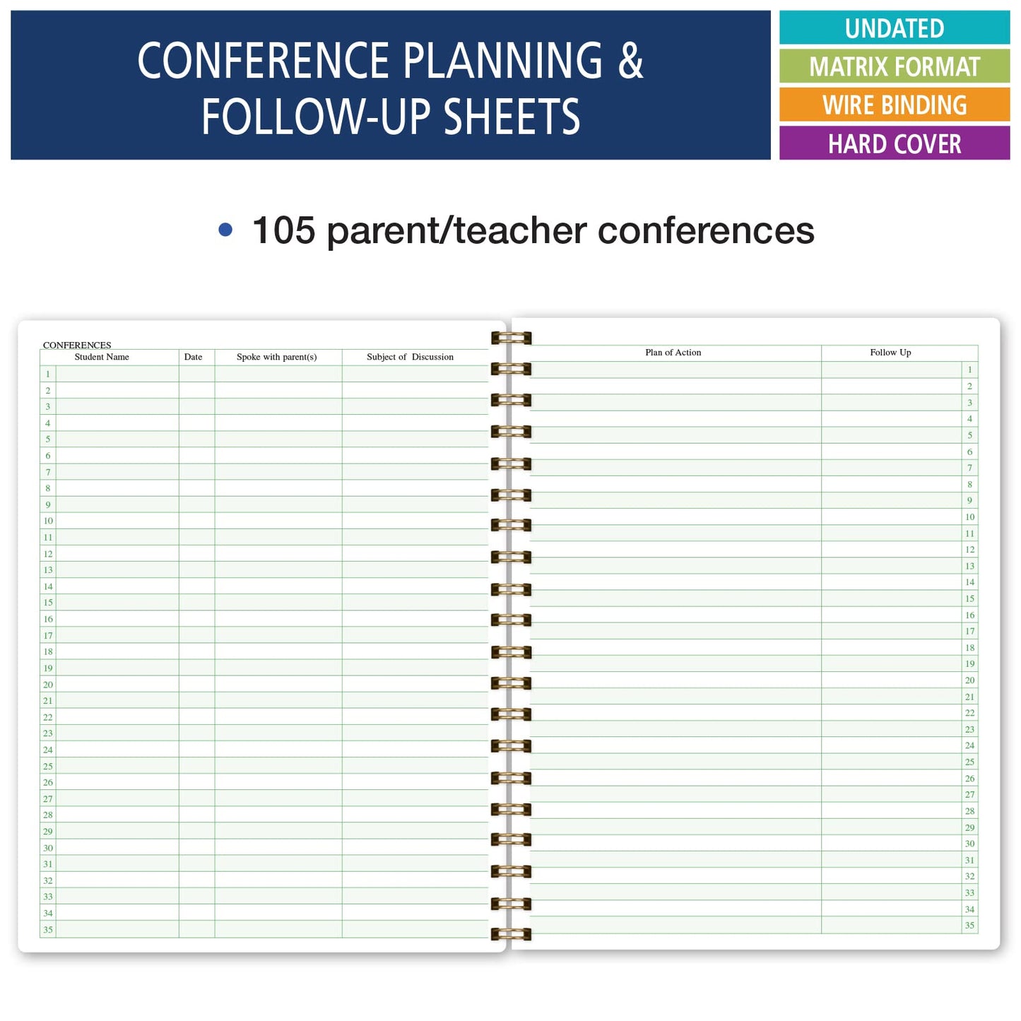 Elan Publishing Company HARDCOVER Combination Plan and Record Book - 8 Period Teacher Lesson Planner (Tree Seasons)
