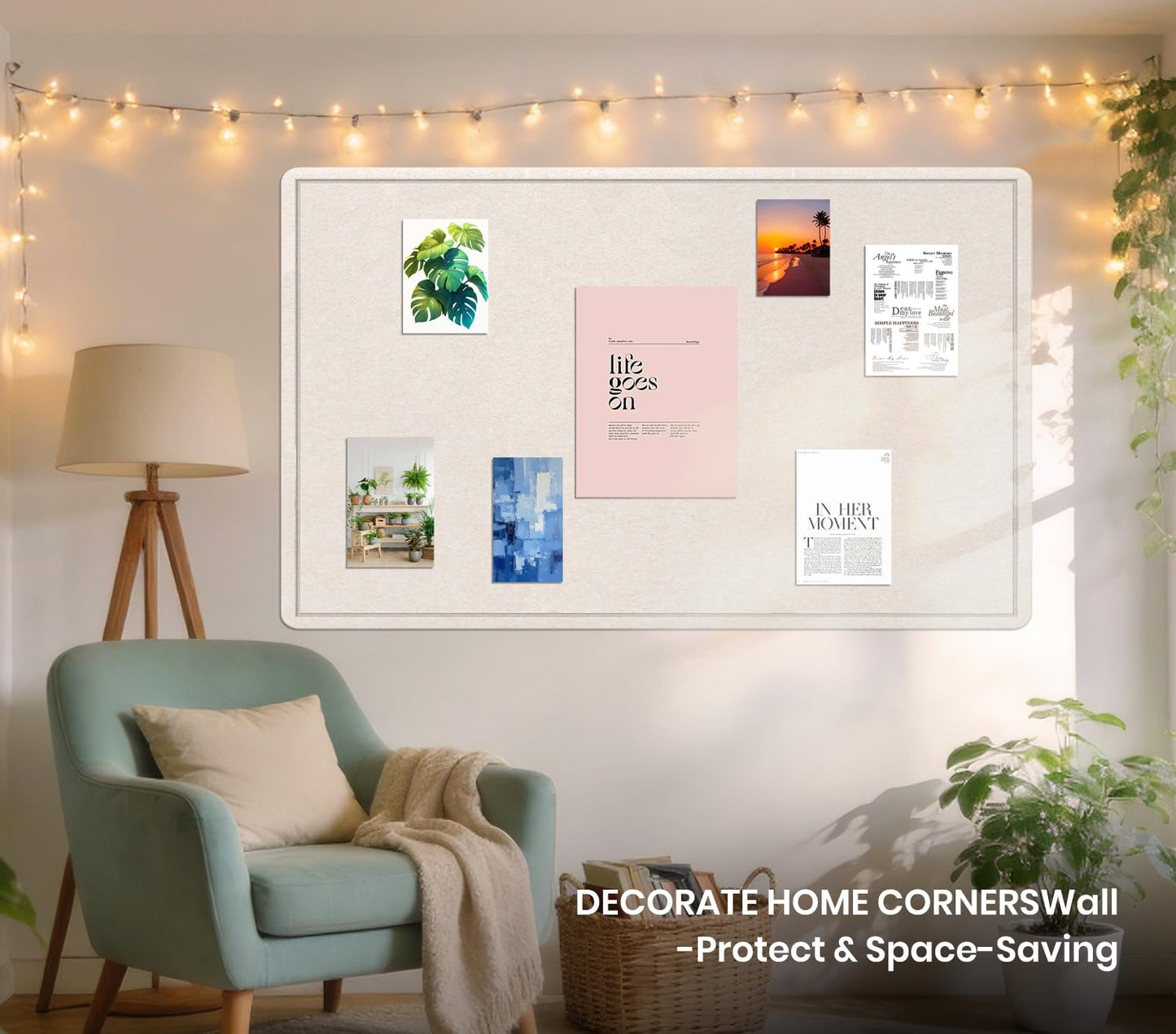 Large Bulletin Board - 72 X 48 inches Cork Board with 30 Pushpin, 6' x 4' Cork Board for Walls Pin Board, Self-Adhesive Felt Board Vision Board Foldable Photo Board for Wall (Oatmeal)