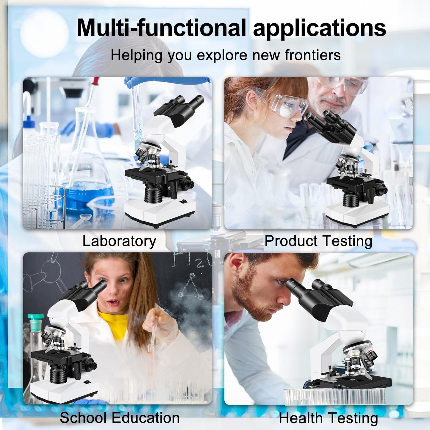 Woehrsh Microscope for Adults WF10x and WF25x eyepieces, 40X-2000X Magnification USB Camera, Microscope for Adults Suitable for Laboratory School (Large Model Binocular Electronic Eyepiece)