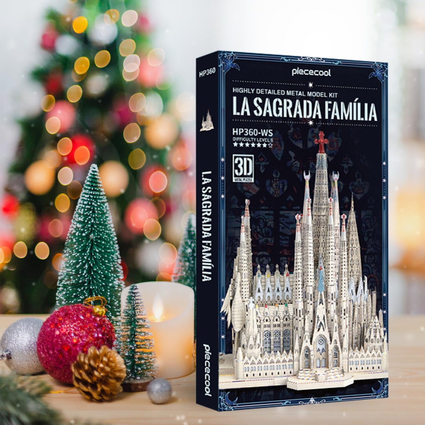 Piececool 3D Metal Puzzles for Adults and Teens, La Sagrada Família Metal Model Kit, Hobby DIY Crafts for Adult Challenge Spanish Cathedral Brain Teaser Architecture Building Kit, 450 Pcs
