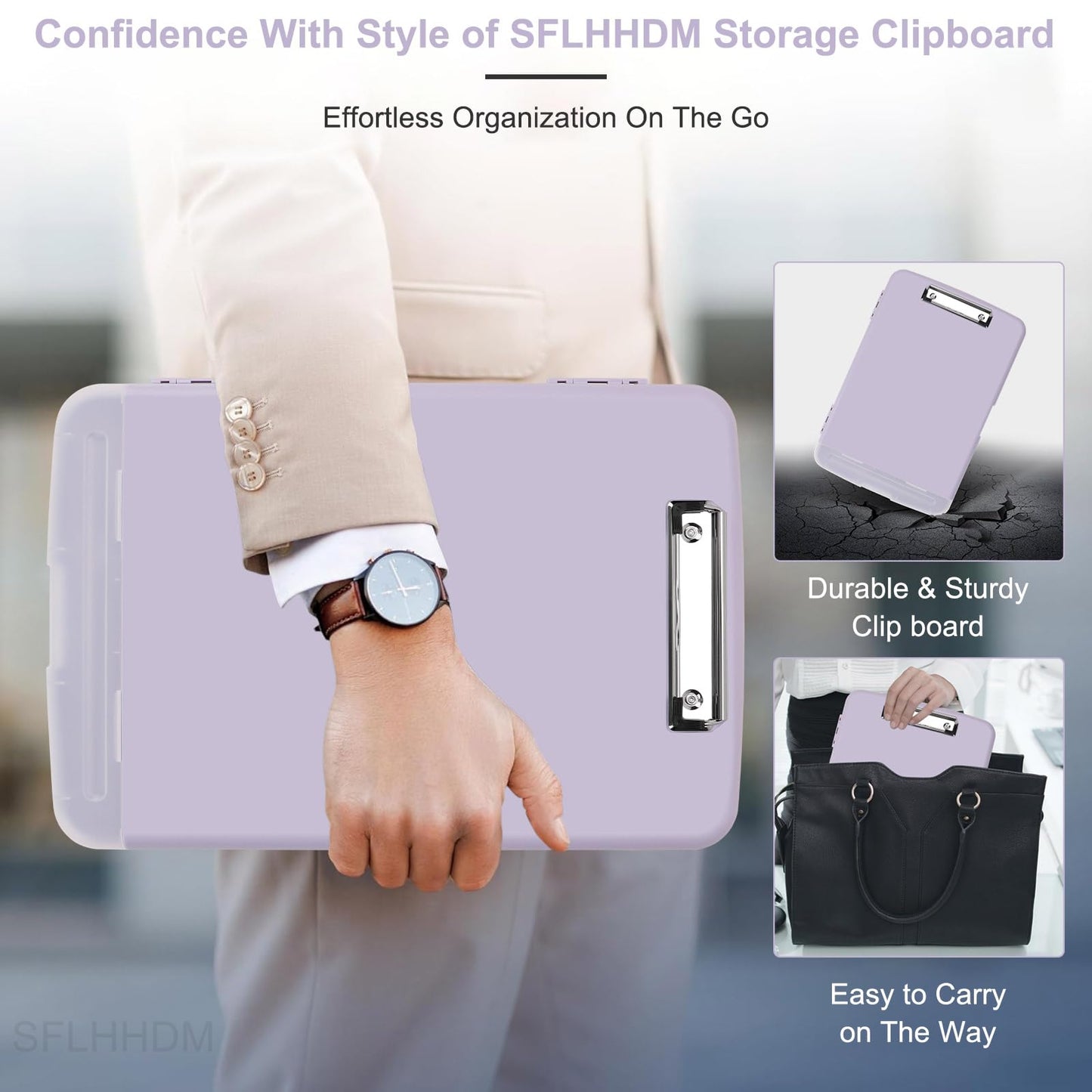 SFLHHDM Purple Clipboard, Clip Board 8.5x11, Teacher Clipboards with Storage, Plastic Clipboard with Pen Holder, Clipboards Storage for Women Teachers Work, School & Office Supplies