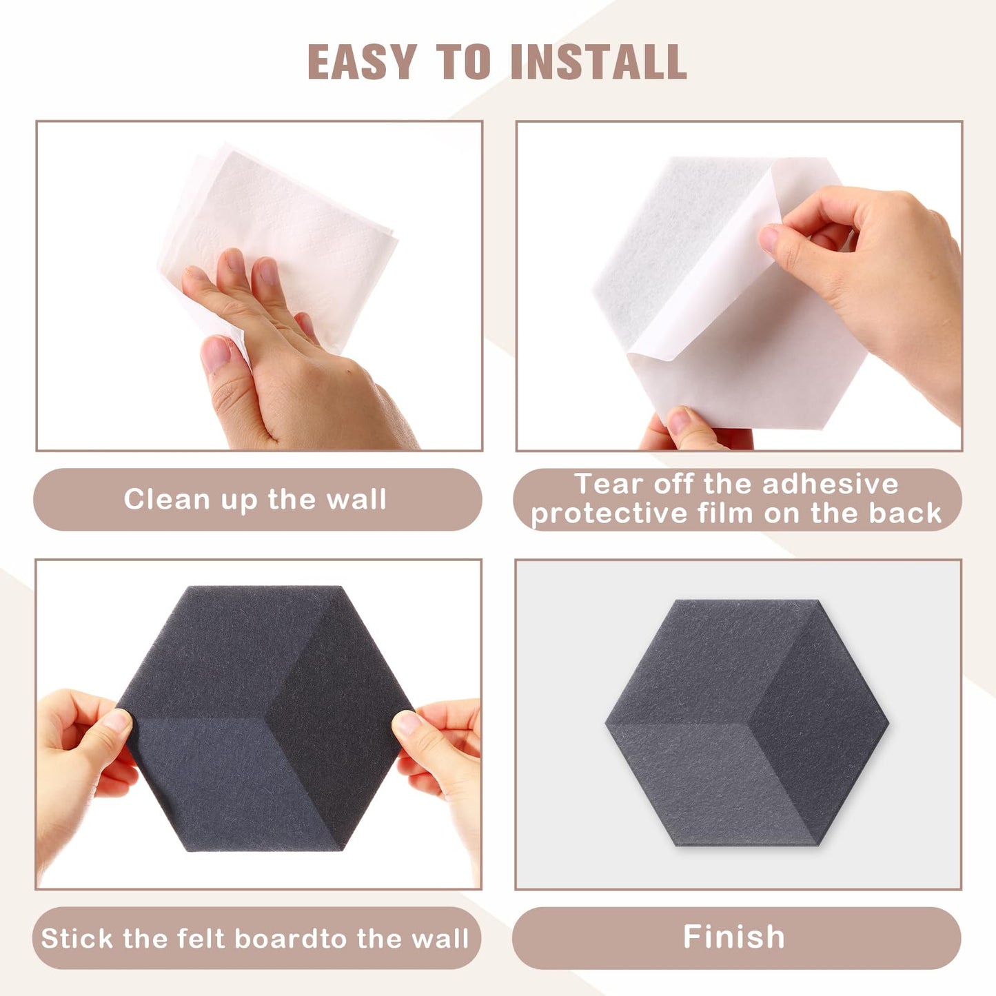 Tegeme Black 16 Pcs 6.7 x 5.9 Inches Hexagon Felt Cork Board Tiles for Walls Back to School Self Adhesive DIY Hexagon Wall Panels Notice Bulletin Board for Office Home Stickers Photos Display