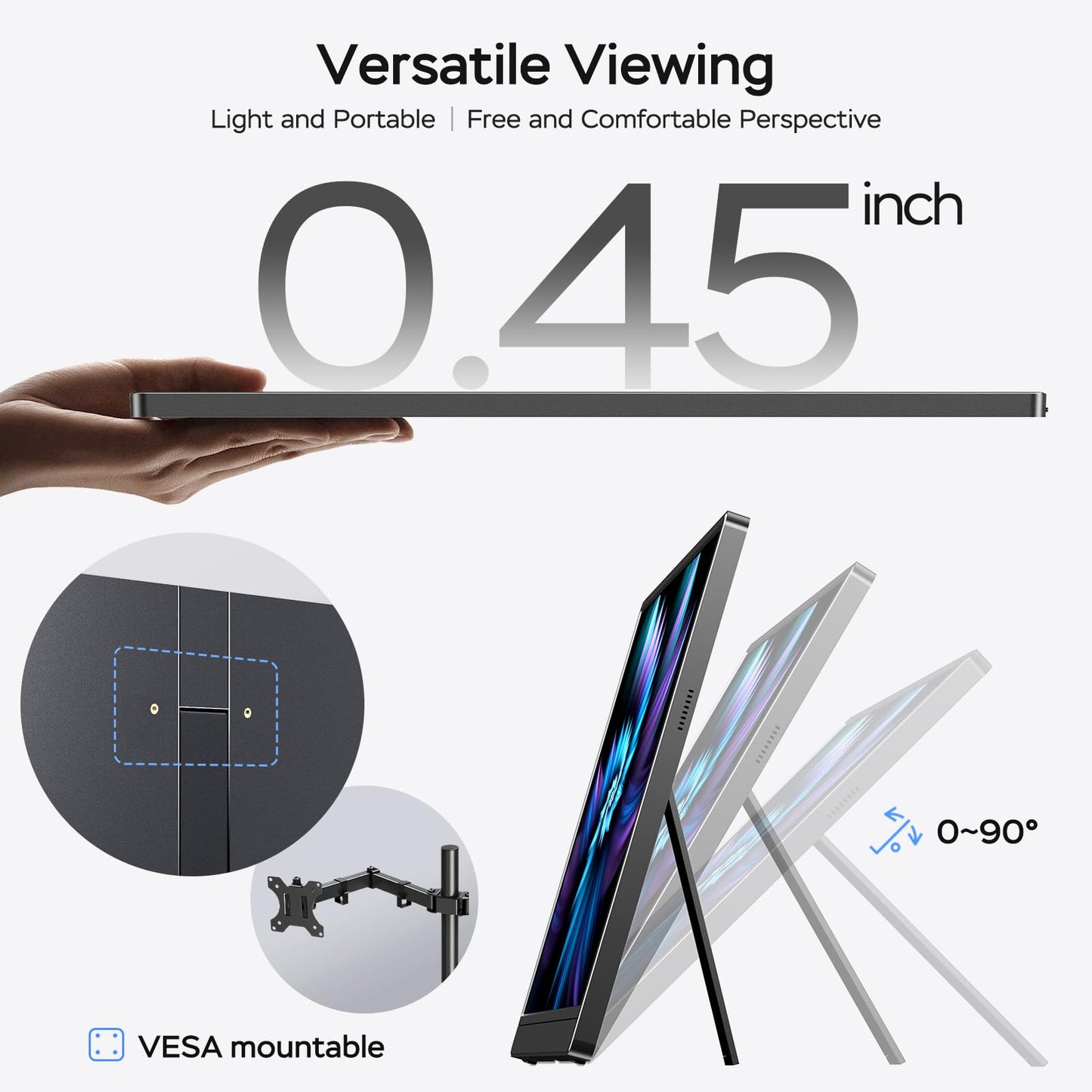 MNN 17.3" 2.5K Portable Monitor 165Hz 2560x1440 QHD, 100% sRGB IPS Gaming Monitor, USB-C & HDMI External Display with Kickstand, Slim Semi-Metal Travel Monitor for Laptop, Phone, PS5, Xbox