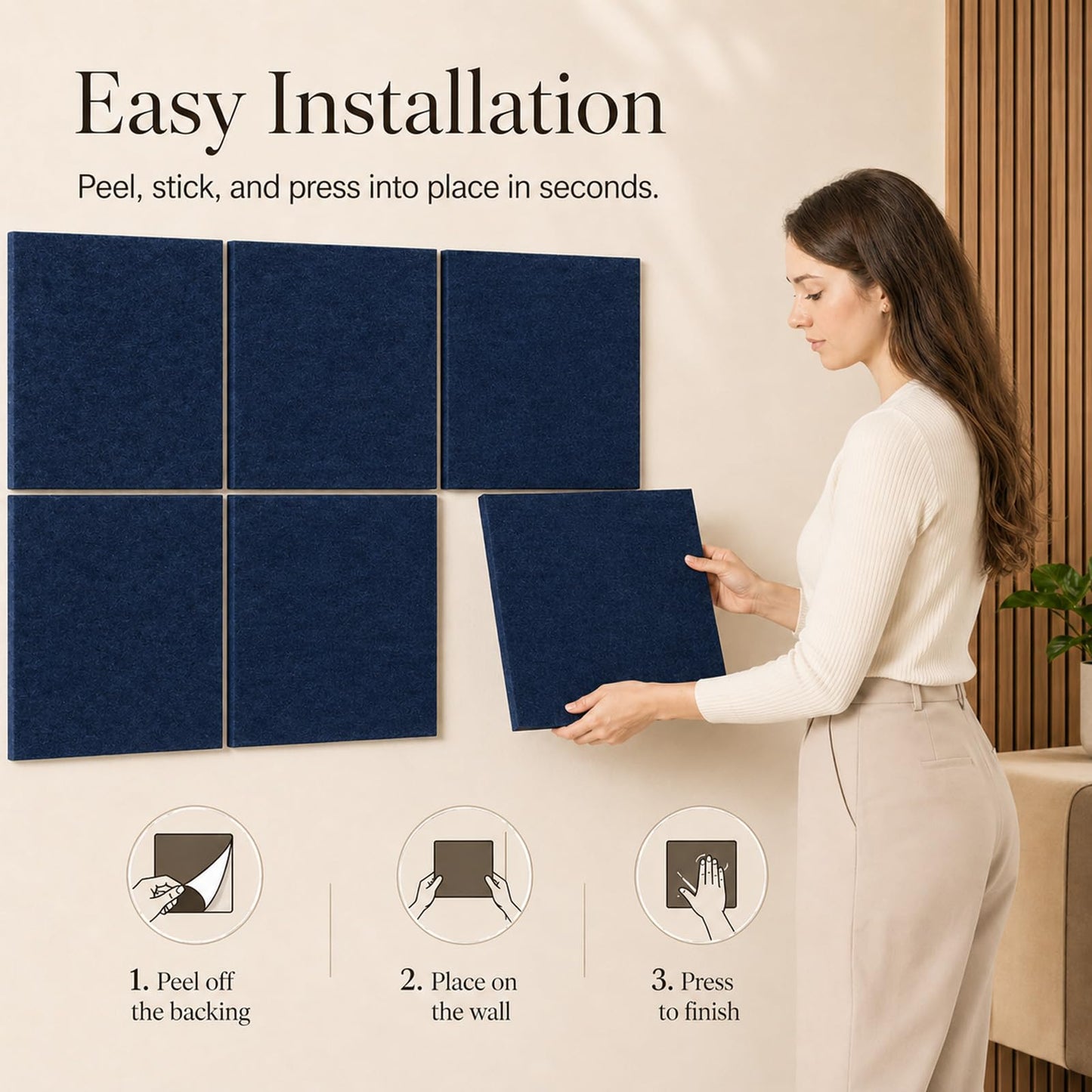 Baysola Felt Bulletin Board Panels 36 x 24 Inch Self Adhesive Wall Tiles Cork Board Alternative for Office Classroom Photos Notes 6 Pack