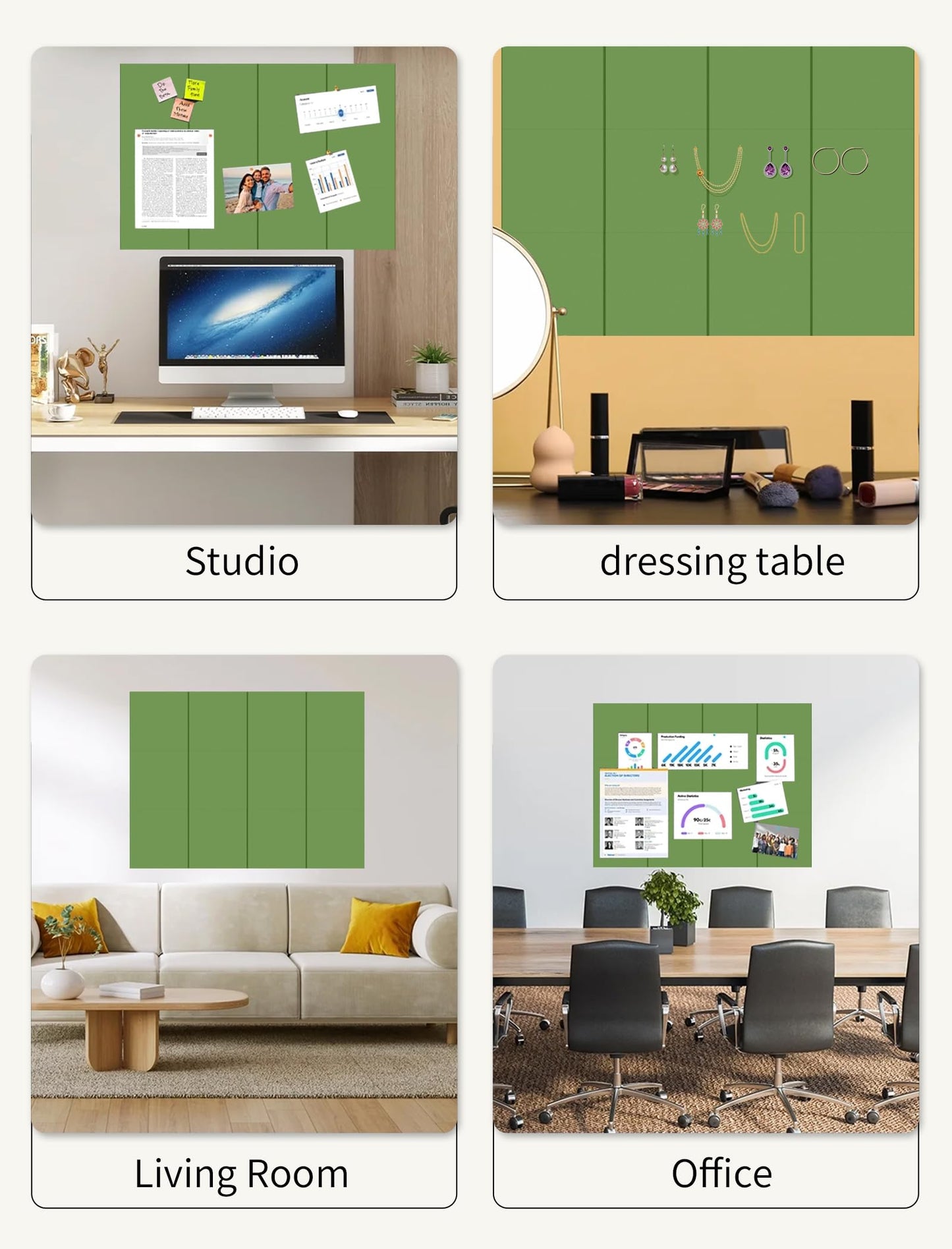 Large Bulletin Board 48"x 24" Cork Boards for Walls, 8 Pack Felt Wall Panels Photo Board, Cork Board for Office Home Pin Board
