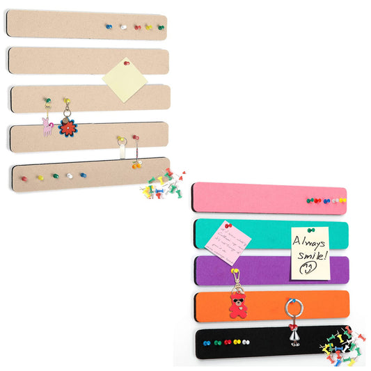 5 Pack Camel Felt Pin Board Bar Strips Bulletin Board Bundle with 5 Pack Multi-Color Felt Pin Board Bar Strips Bulletin Board