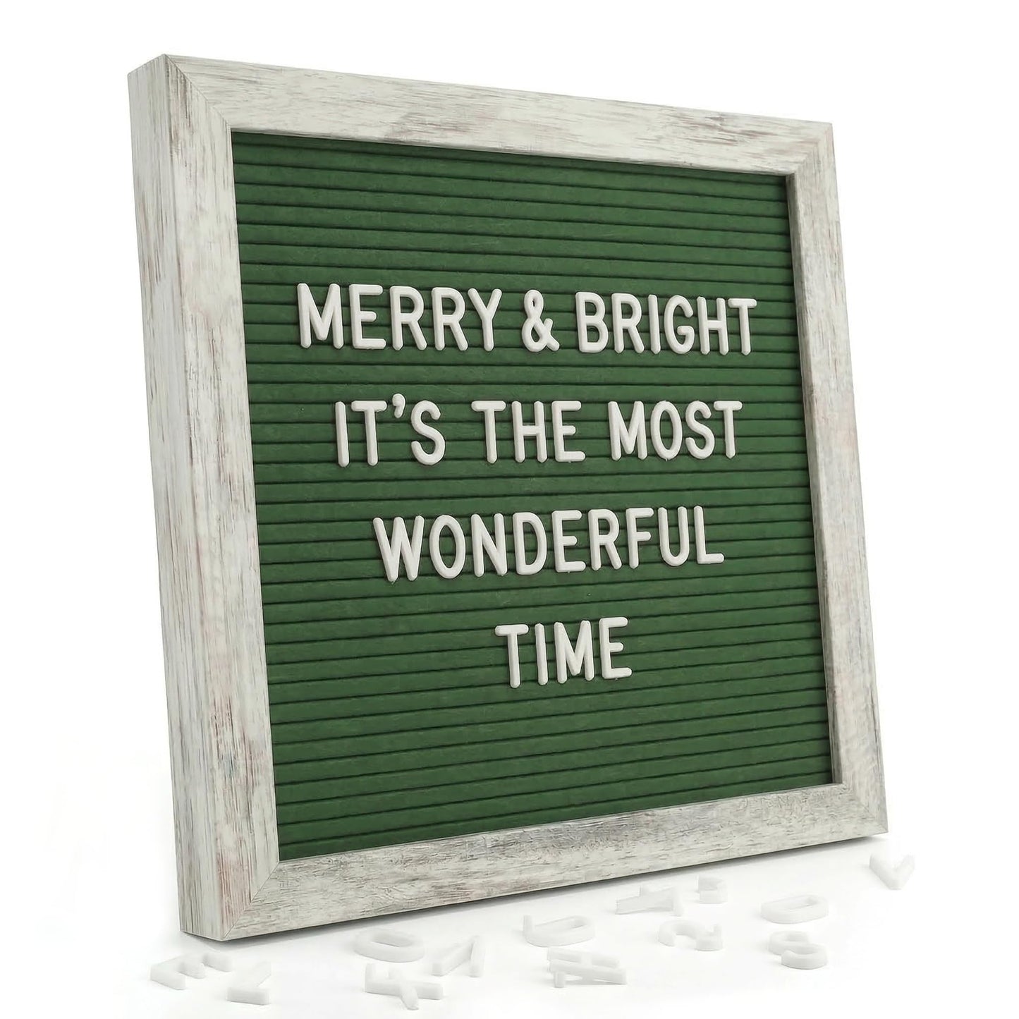 Rustic 10x10 Felt Message Sign with 336 Letters, Numbers & Symbols – Changeable Display for Classroom, Office or Home Decor – Green by Crystal Lemon