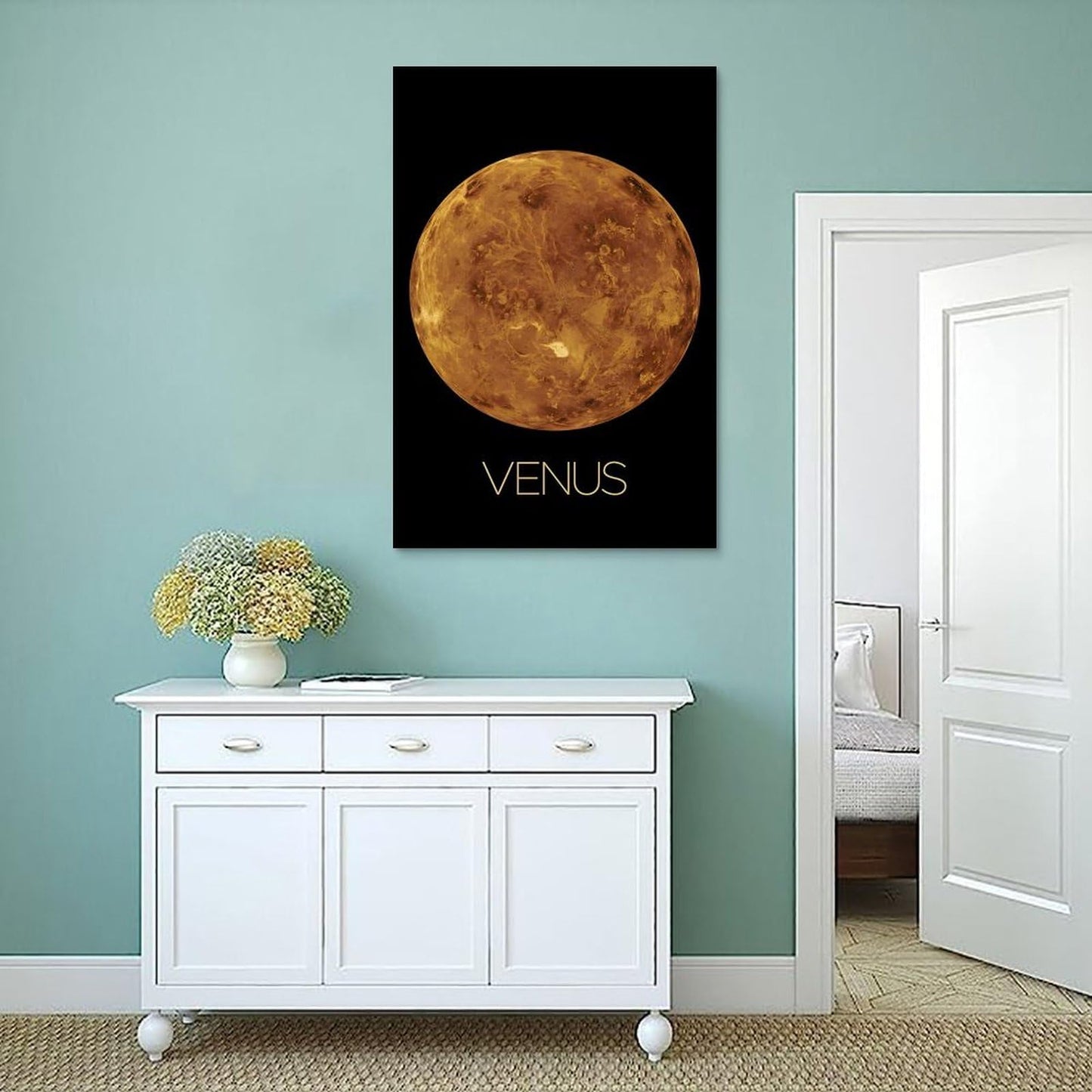 XIAOLOUTINYU Solar System Canvas Wall Art - Venus Planet Space Poster for Kids Room Bedroom Classroom, STEM Educational Astronomy Decor, Science Gift for Boys Girls Teens, 12x18 Inch Unframed