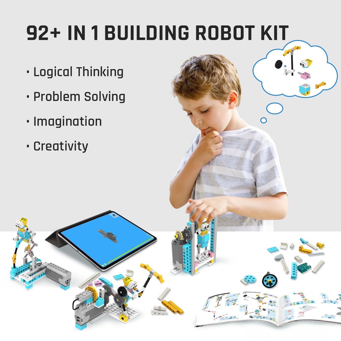 Makerzoid Smart Robot,72-in-1 STEM Educational Toy, Electronic Building Robots Toy, Robotics Learning Kit, Logical Training Kit, DIY Robot Building Set for Kids Ages 6+