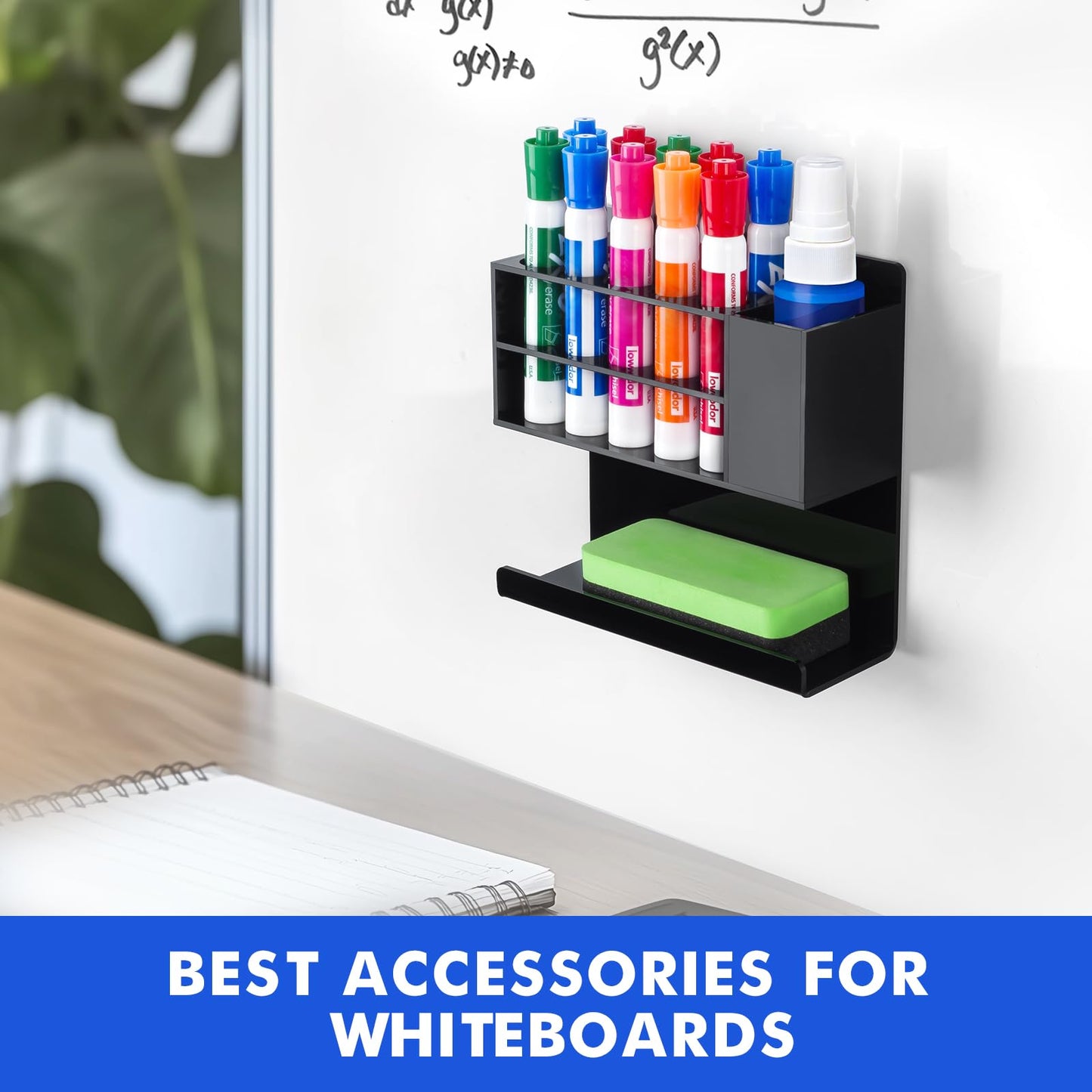 Banafich Black Magnetic Dry Erase Marker Holder for Whiteboard, Acrylic Magnet Pen Holder Wall Mount, Black Magnetic Pencil Holder Cup for Refrigerator Fridge, Office, Locker Accessories for Classroom