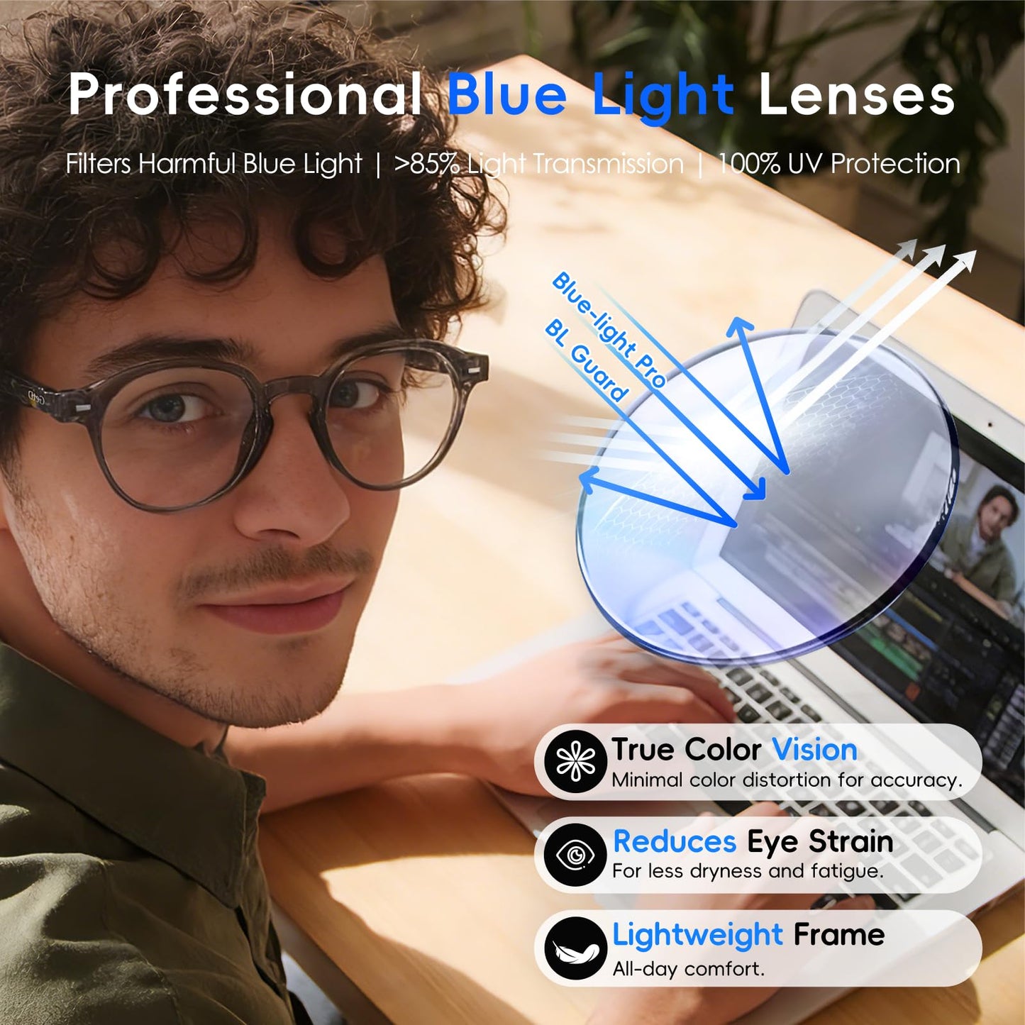 GetD 2026 AI Smart Glasses for Men & Women - Powered by ChatGPT with Real-Time 145-Language Translation, 11H Music/9H Calls, Electro-Gray Translucency & Blue Light Blocking for Travel and Daily Use