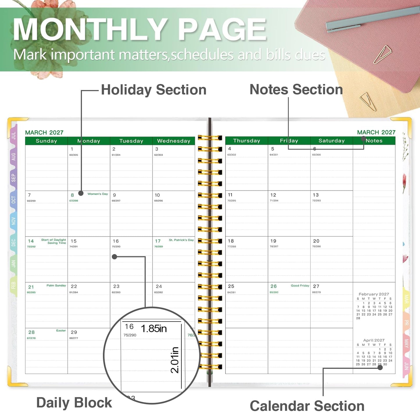 2026-2027 Teacher Planner - Lesson Plan Book for Teachers 26-27, 8.5"x11" Big Academic Planner from July 2026 to June 2027, Weekly & Monthly School Agendar Book with Tab,Stickers for Teachers Supplies