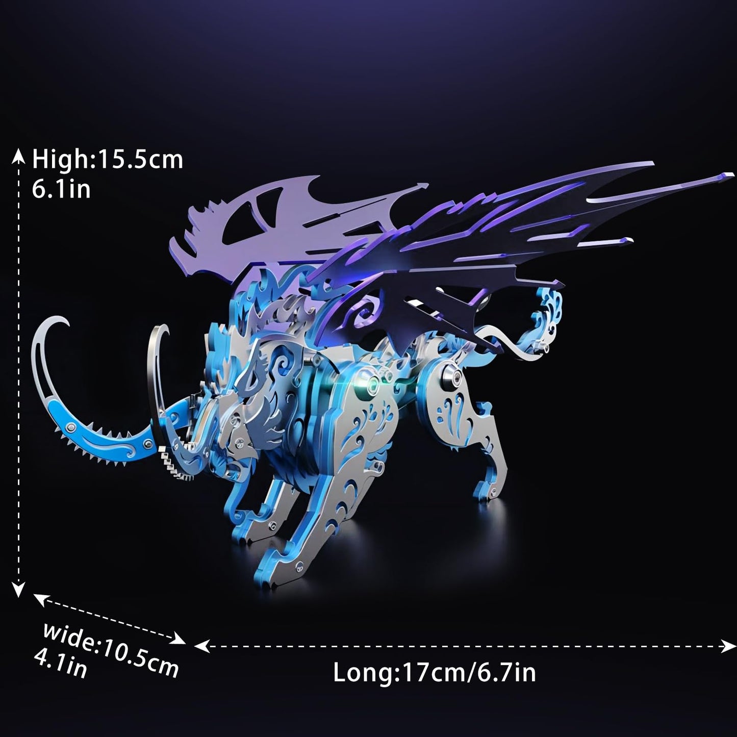 3D Metal Puzzles for Adults,3D Metal Model Kits Mechanical Qiong Qi Blue,Steel 3D Puzzles Stainless Steel Ornaments for Adults Home Decor Art Craft Gifts Toys