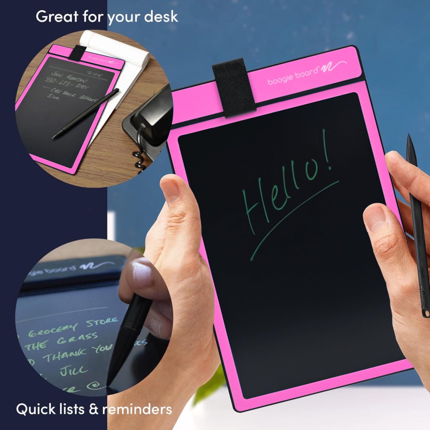 Boogie Board Basics Reusable Writing Pad - Digital Drawing Tablet, LCD Writing Pad with Instant Erase, Includes Stylus Pen