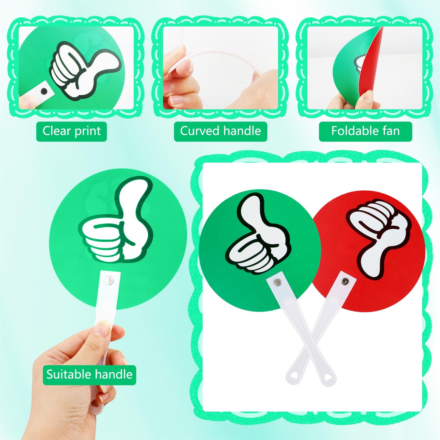 60 Pcs Thumbs up Thumbs Down Sign Voting Paddles Plastic True False Paddles Bulk Auction Green Red Yes or No Thumbs Paddles for Teacher Student Interaction Classroom Event Supplies