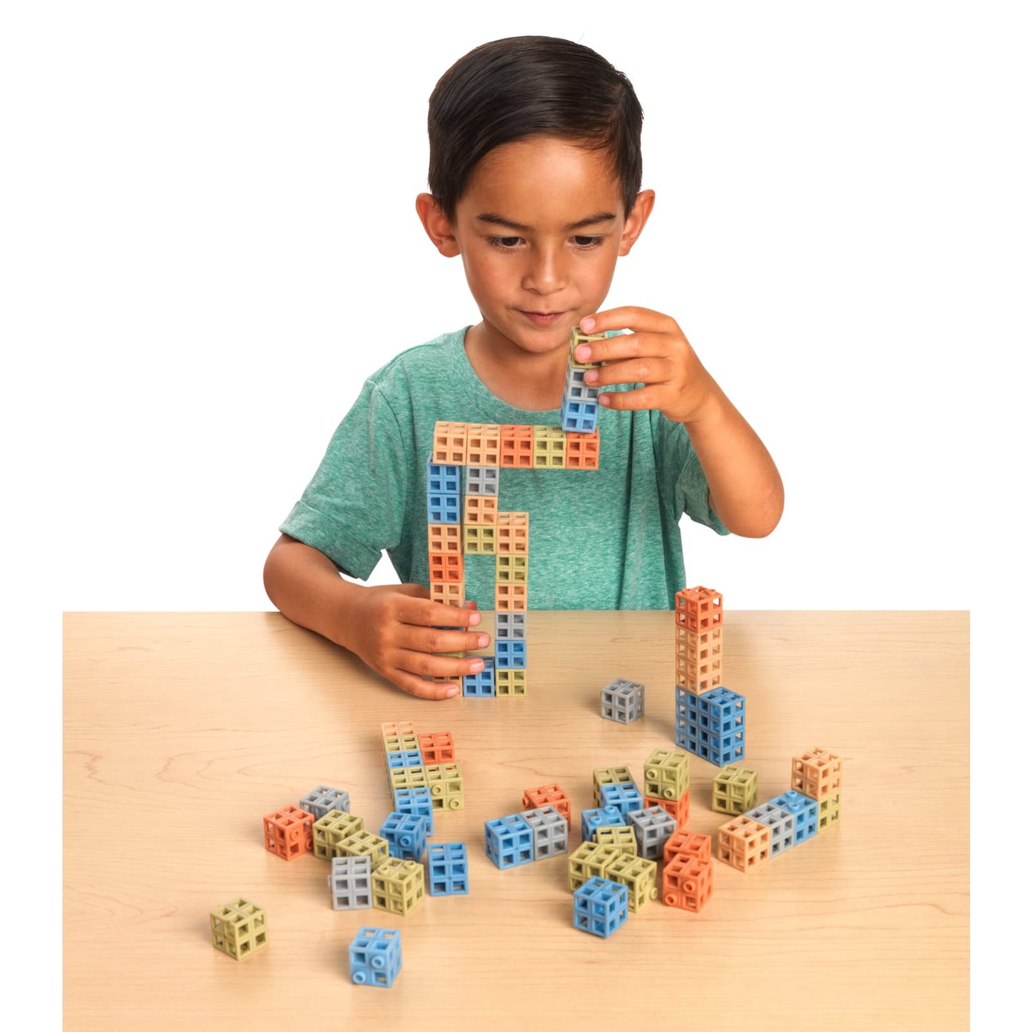 Excellerations Natural Tones Grid Linking Cubes - 200 Pieces