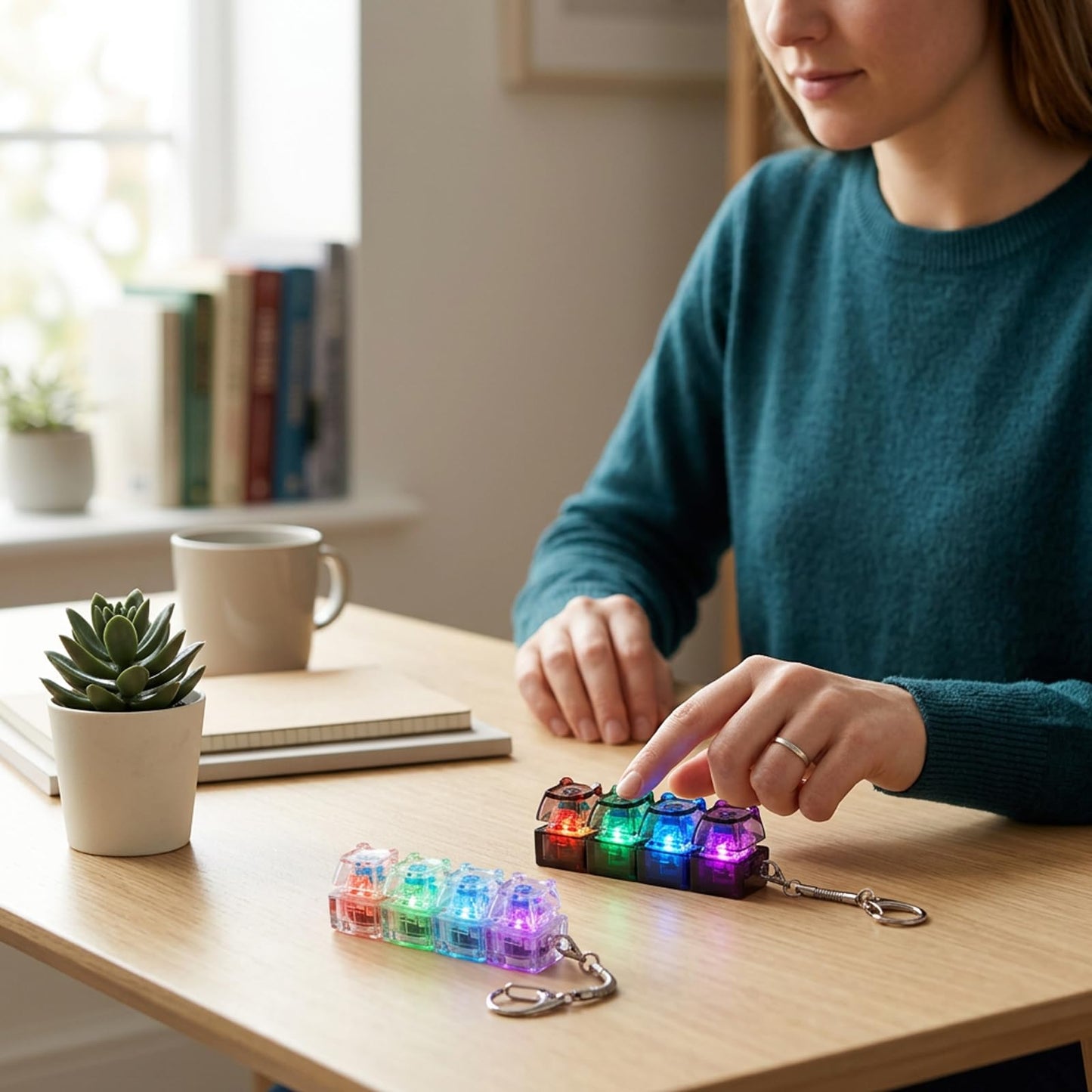 WmerWmn 2 PCS Keyboard Fidget Toy for Adults, 4-in-1 Stress Relief Clicker Toy, Keyboard Button Finger Clicker for Anxiety Relief, Sensory Decompression Toy for Adults