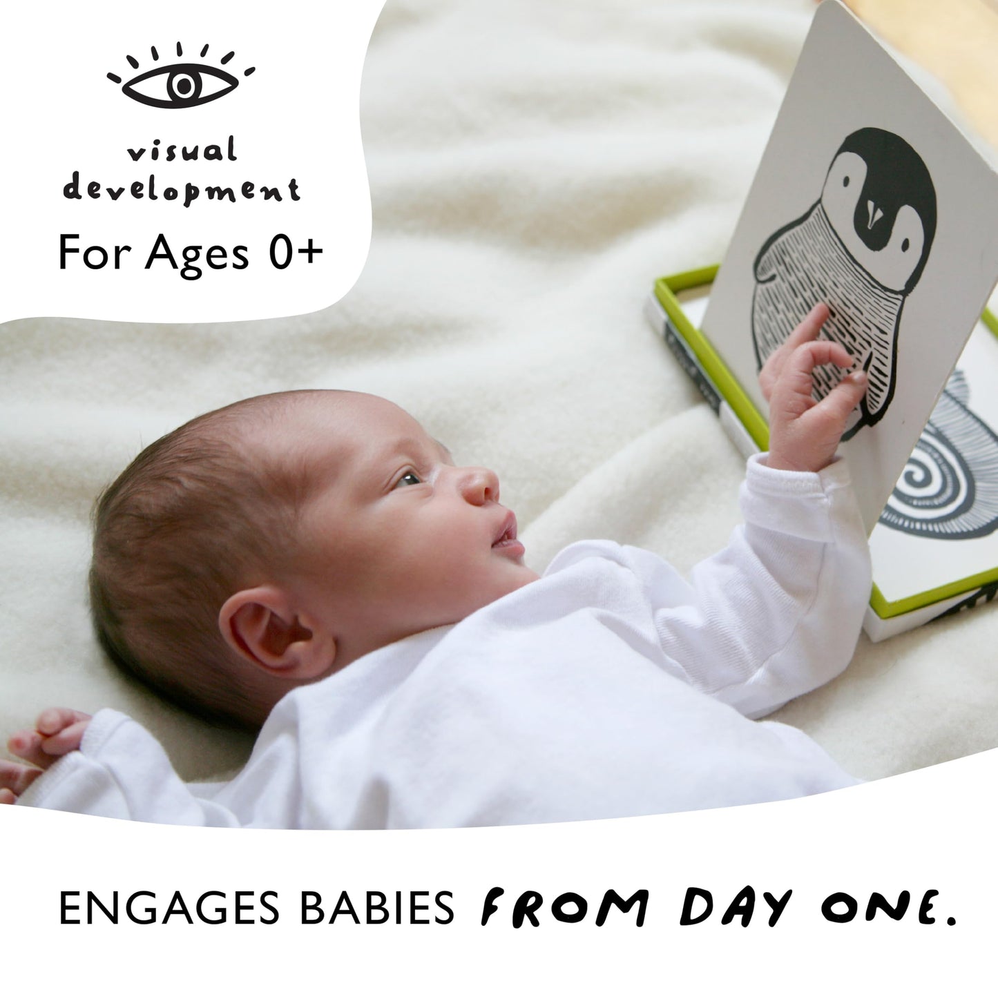 Wee Gallery Art Cards for Baby, Durable High Contrast Black and White Animal Flashcards for Newborns, Brain Development, Sensory Toys, Tummy Time Essentials for Infant and Toddler - Original Animals