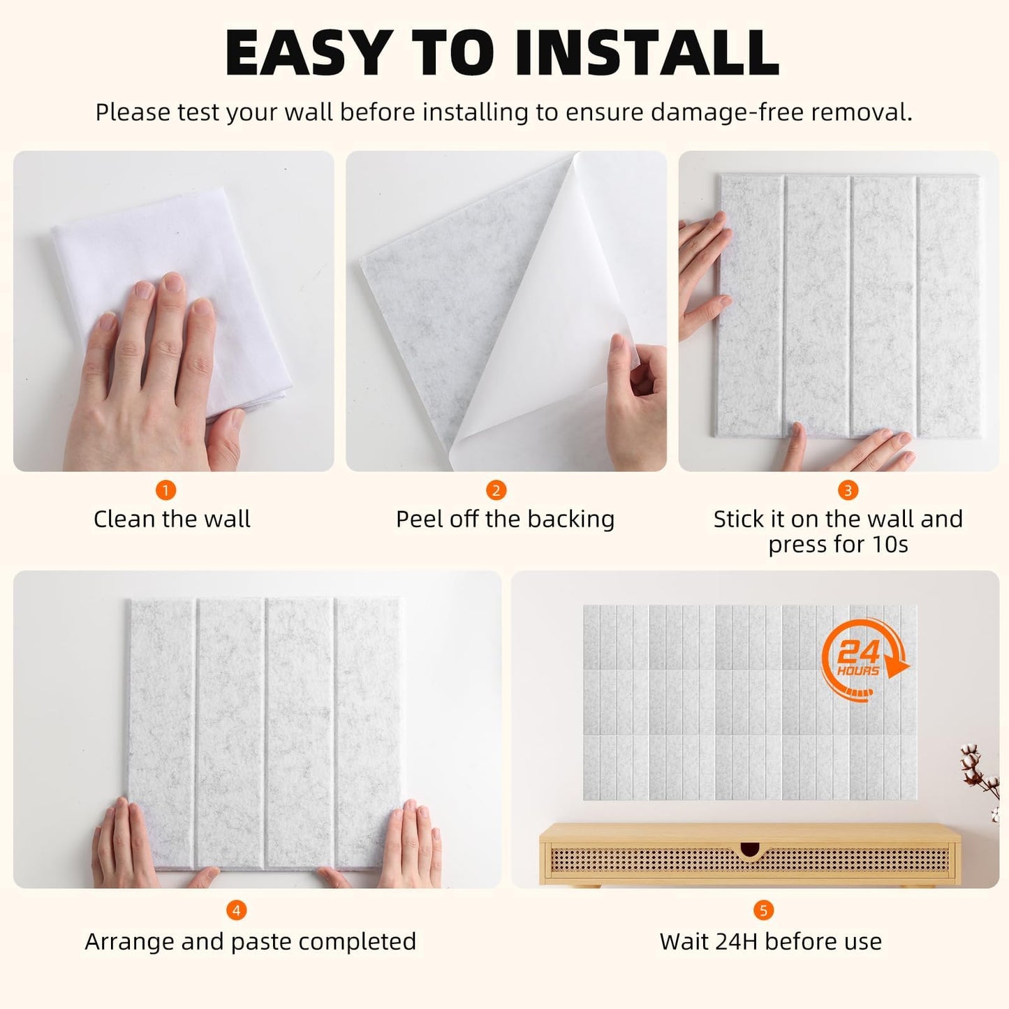 Large Felt Bulletin Board 59" x 35.5" 15 Pack Self-Adhesive Modular Felt Tiles, Cork Board Alternative for Wall, Acoustic Soundproof Panels for Home Office Classroom Decor with 50 Push Pins (Grey)