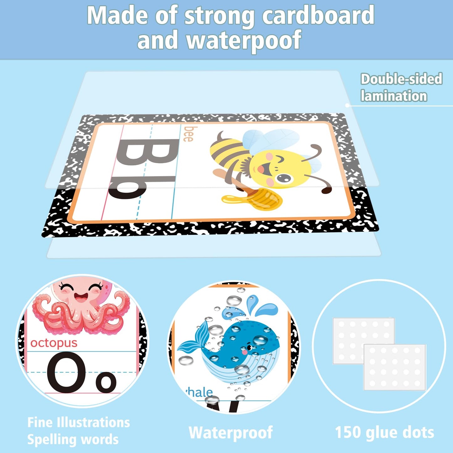 Alphabet Letters for Wall - ABC Alphabet Poster Classroom Wall Alphabet Alphabet Wall Chart Kindergarten Elementary Classroom Wall Decor Daycare Homeschool Supplies