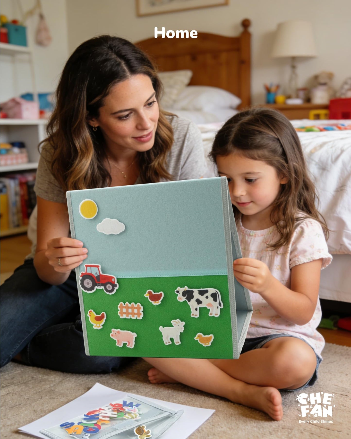 CHEFAN Felt Board for Toddlers, 29.5 x 12.2 Inches Freestanding Foldable Flannel Board, Preschool Learning & Storytelling Toy with Felt Pieces & Storage Bag