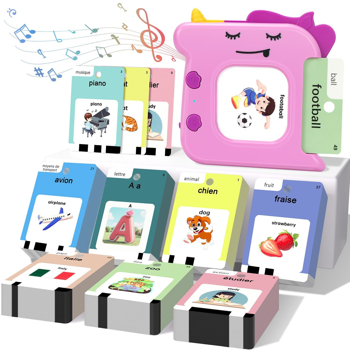 French and English Talking Flash Cards for Toddlers 1 2 3 4 5 6 Year Olds, 420 Sight Words, Montessori Learning Toys, Pocket Speech Therapy Toys, Sensory Preschool Educational Birthday