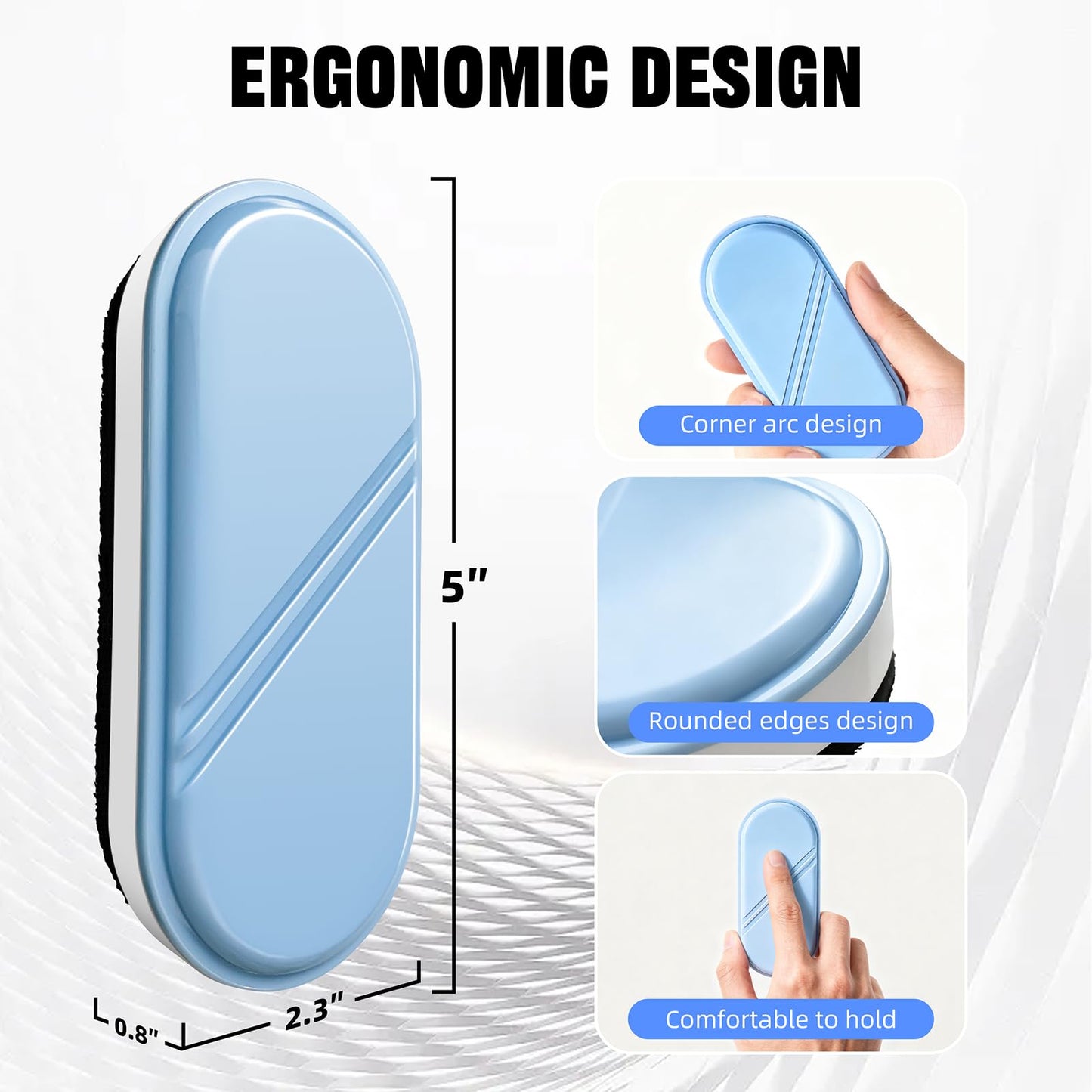 FUNISKETCH Magnetic Detachable Dry Erase Eraser, Glass Board Erasers, 1 Pack, Whiteboard Eraser for Dry Erase Board, Glass Board, Calendar Board, Office and School Supplies (Blue)
