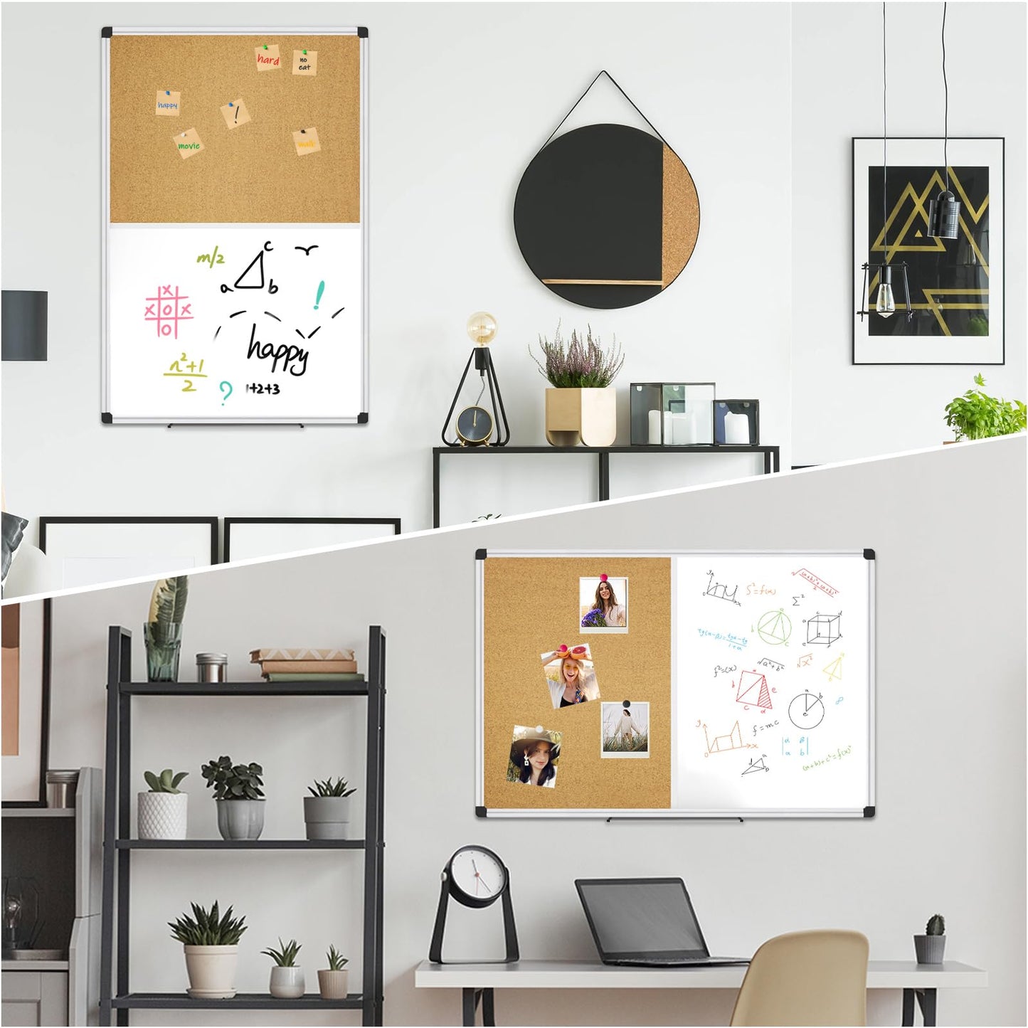 XBoard Magnetic Dry Erase Board & Cork Board 48 x 36 whiteboard, Combination White Board with Aluminum Frame
