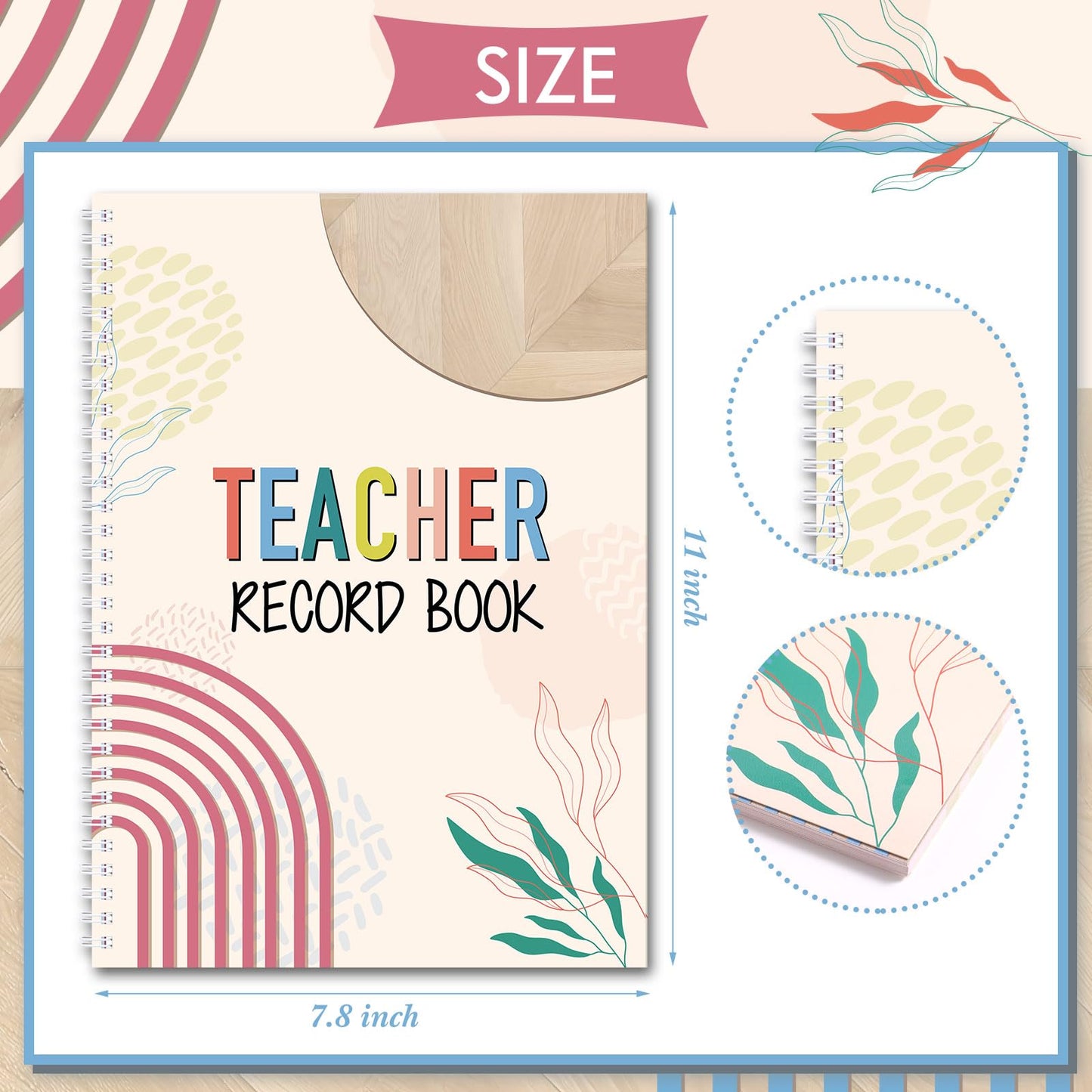 Fuyoooo Teacher Record Book Teacher Grade Books 2026-2027 Spiral Bound Record Planner 2026 Class Grade Book Office Favors for Classroom Attendance Decoration Double Sided(True to You)