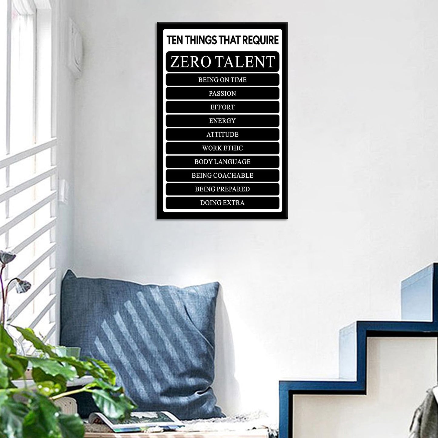 GYMHYSP Motivational Canvas Wall Art 12x18 Inch,Inspirational Ten Rules Quotes Print, Positive Affiramed Poster Decor Artwork for Home Gym Office Bedroom Framed Ready to Hang