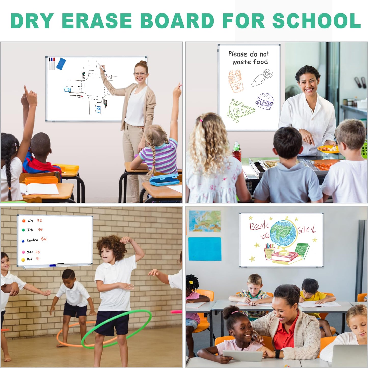 H-Qprobd 4' x 3' Whiteboard Dry Erase White Board for Wall 48x36 (2pcs) Magnetic Boards for Office Classroom & Home, Small Wall Whiteboard Including 6 Markers, 20 Magnets, 2 Erasers