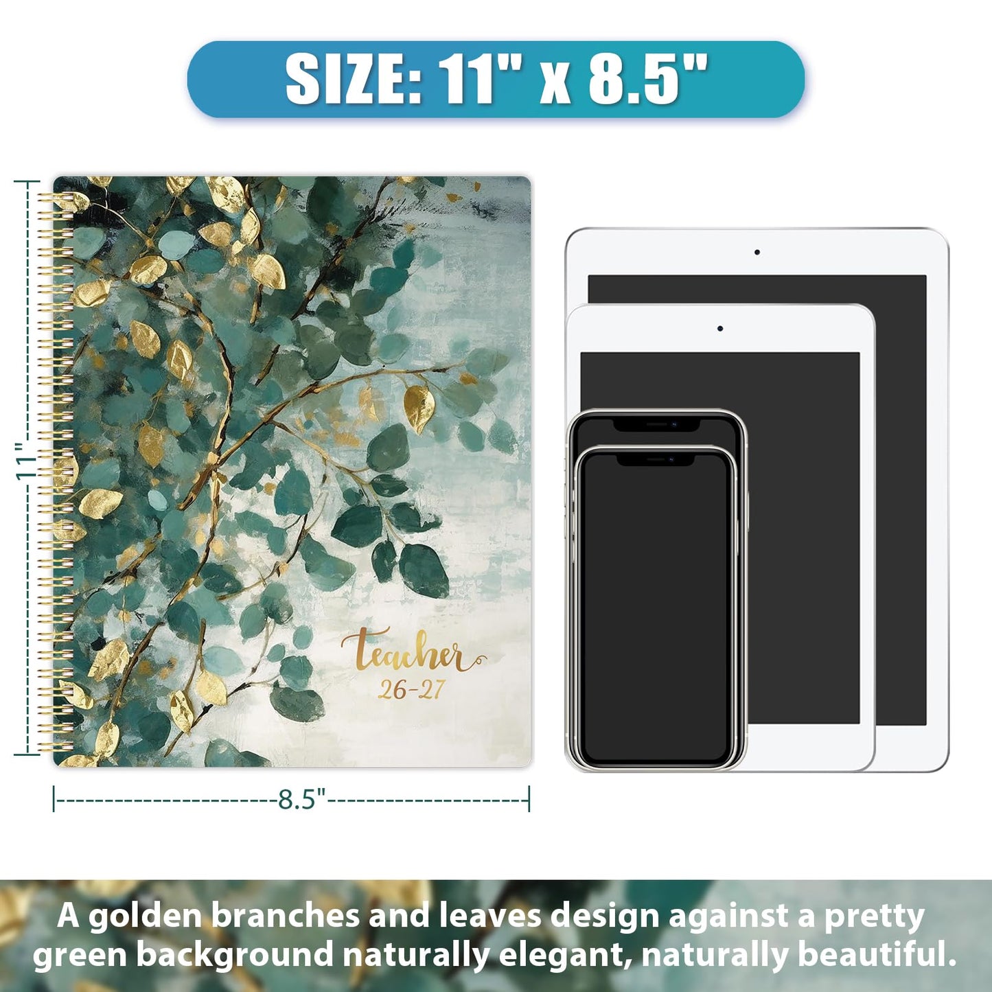 Teacher Planner 2026-2027 - Teacher Lesson Planner, July 2026 - June 2027, 8.5" x 11", 2026-2027 Planner Weekly and Monthly, Lesson Plan Book for Teachers, Colorful Tabs, Inner Pocket