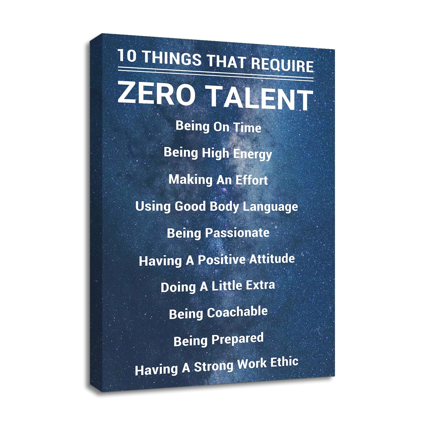 Inspirational Wall Art for Office, 10 Things that Require Zero Talent Motivational Poster, Large Mindset is Everything Canvas Wall Decor for Classroom & Home Gym, Easy to Hang Artwork [18''Wx24''H]