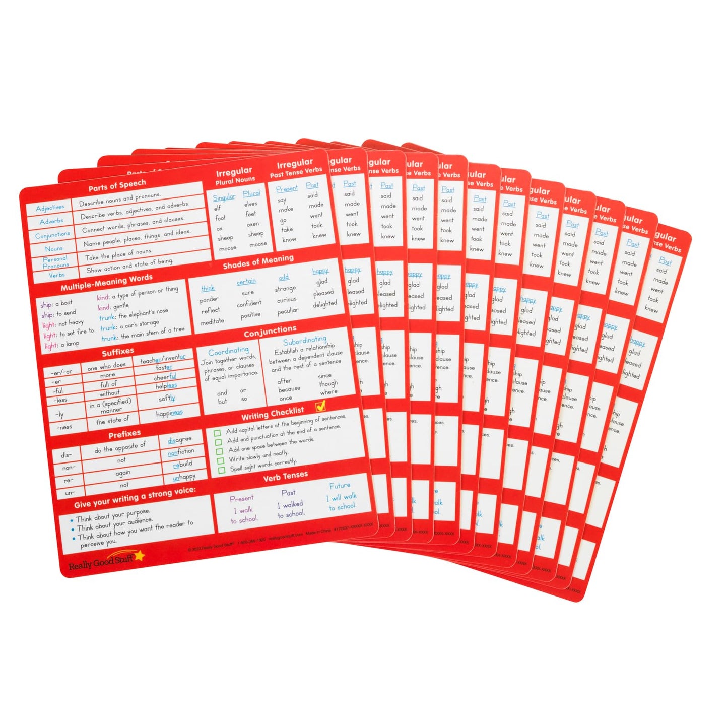 Really Good Stuff Essential Reference Cards - Grade 3 - Set of 12