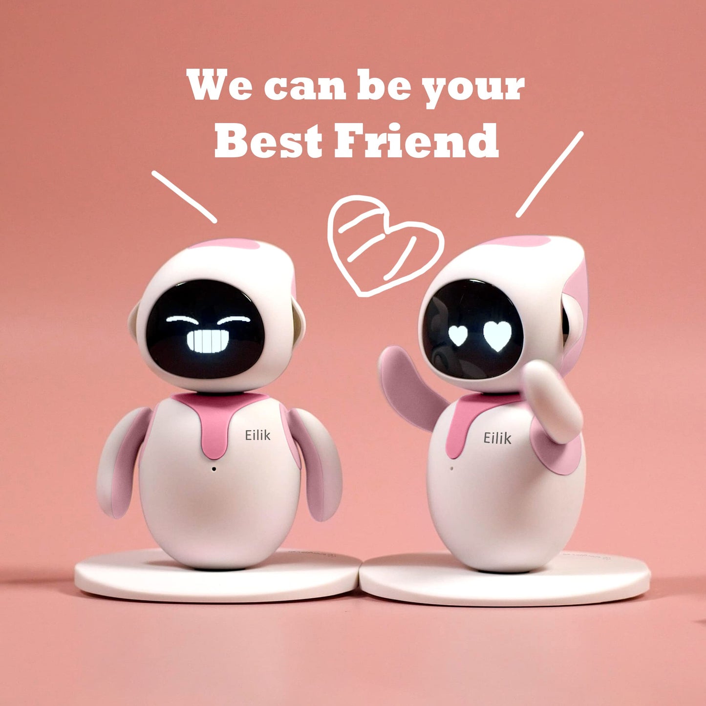ENERGIZE LAB Eilik Pink - Touch Interactive Toys, Cute Robot Pets with Abundant Emotions. Idle Animations&Mini-Games, Unique Gift for Girls & Boys. Support Update.