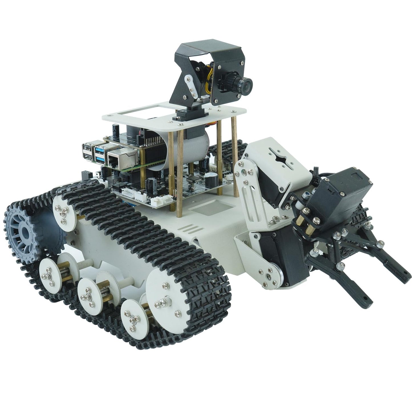 Yahboom Raspberry Pi 5 Robot Track Tank Car Kit with Robotic Arm Artificial Intelligence Learning Electronic Programming for Teens Adults (Transbot-SE Without Pi)